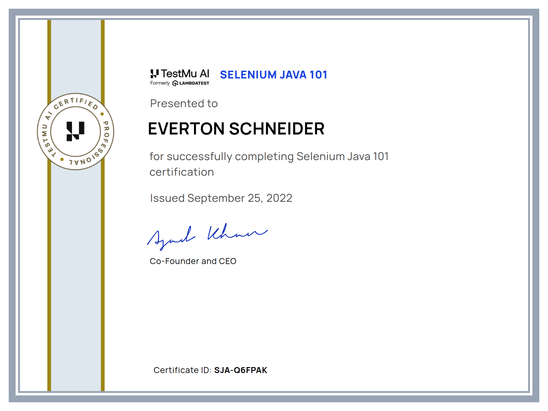 Everton Schneider's Automation Certificate: Selenium Java 101
