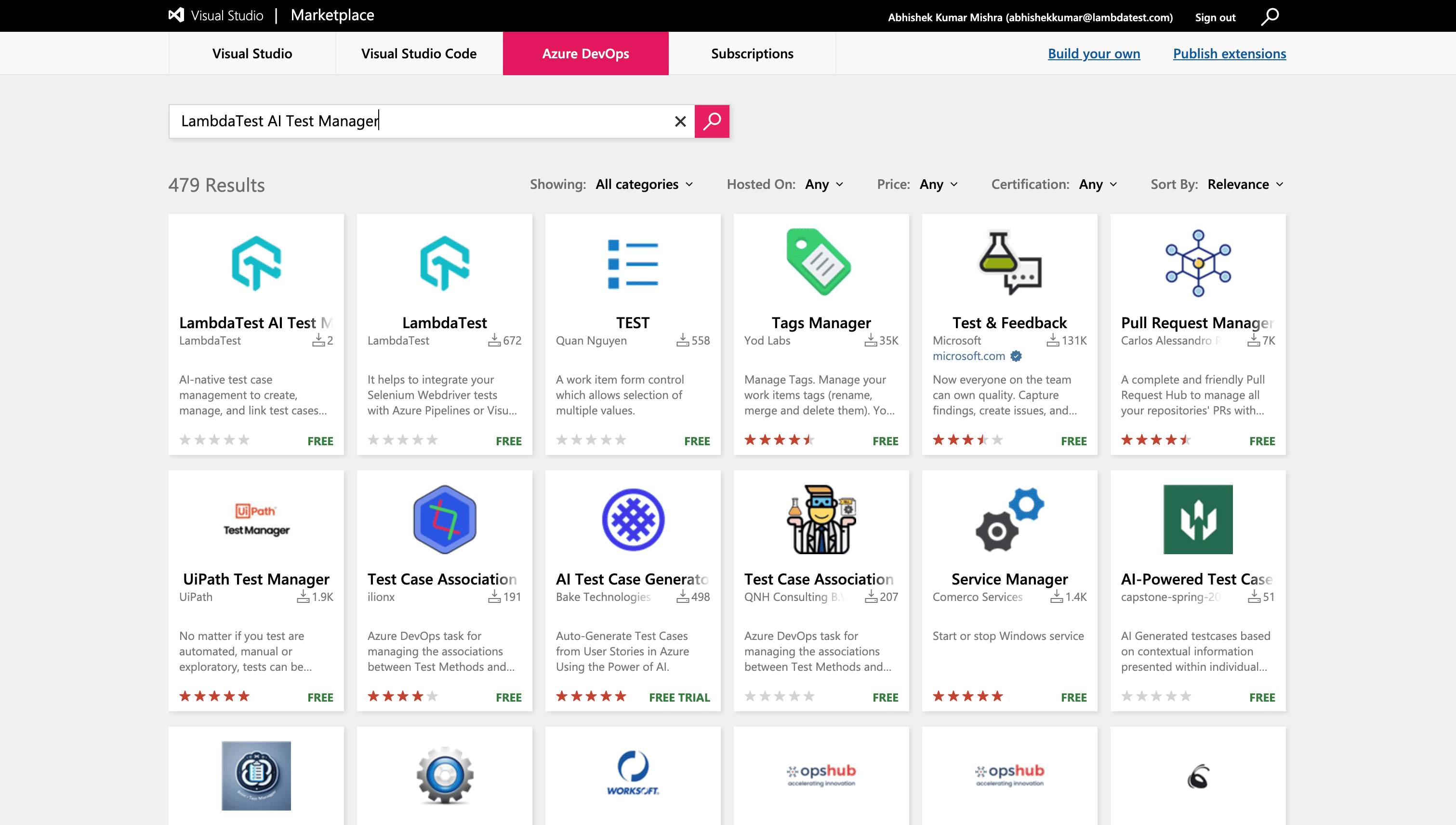 Search <BrandName /> App in Azure DevOps Marketplace