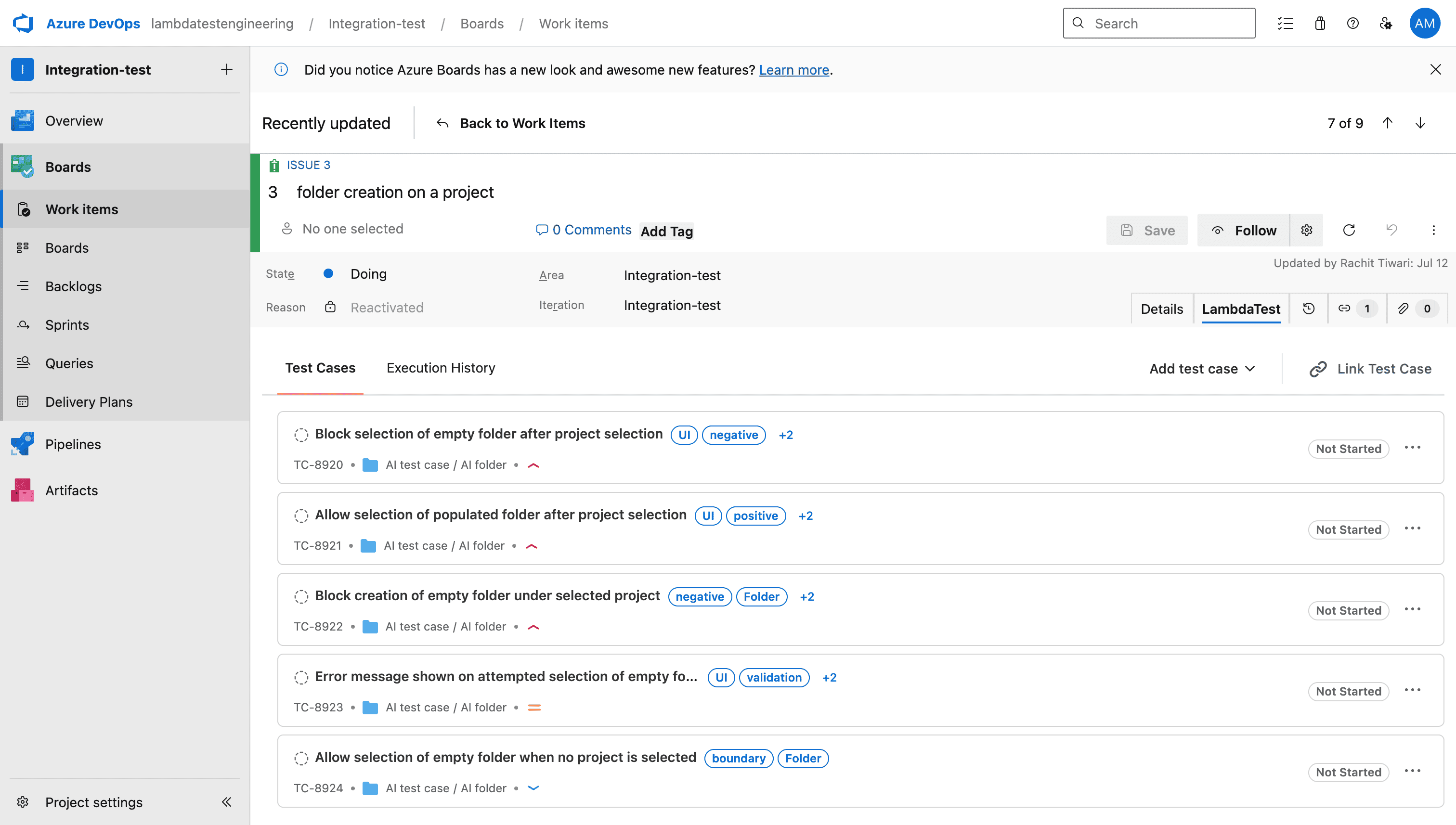 View Saved Test Cases After Generation