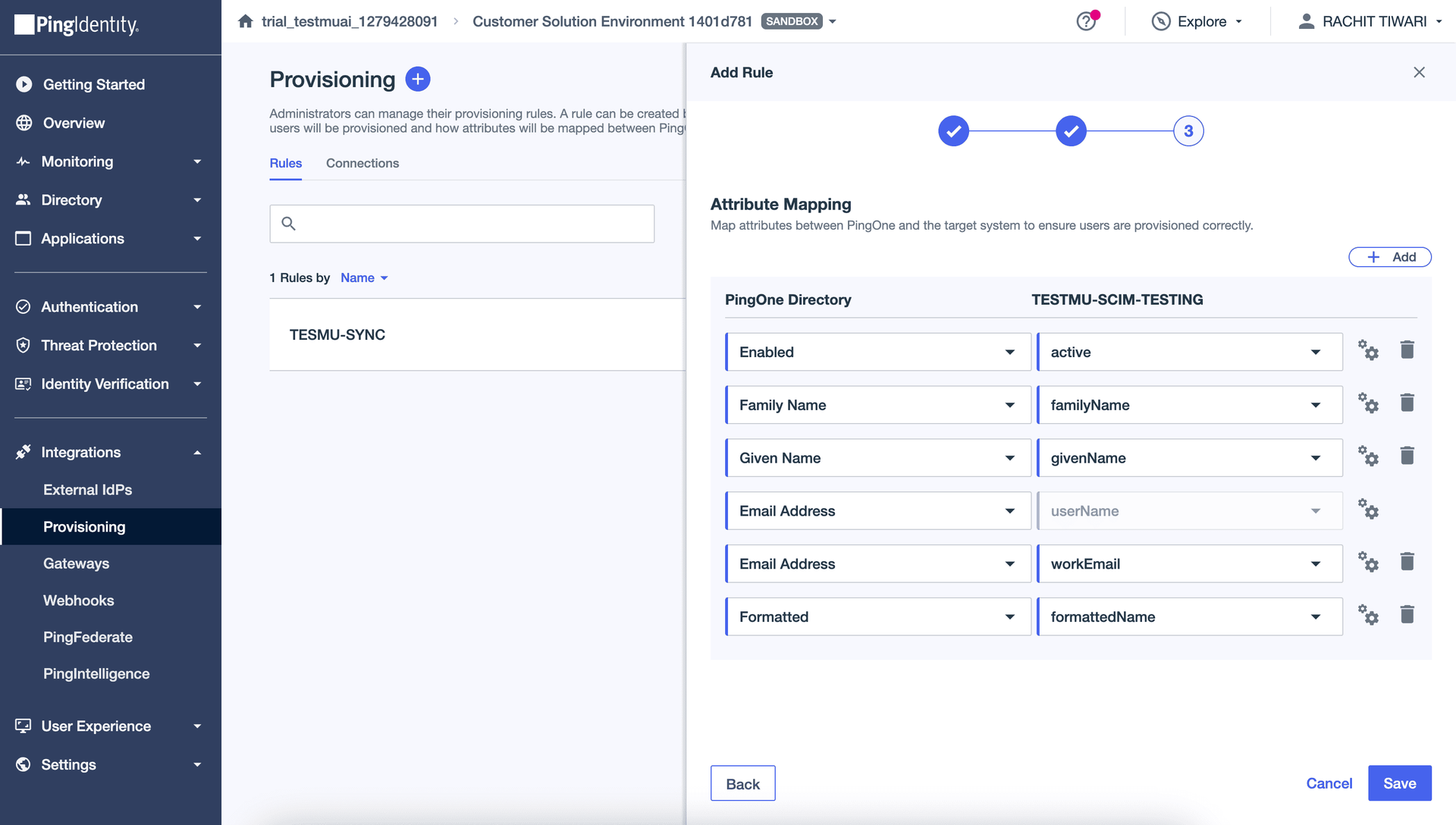 Attribute mapping in PingOne