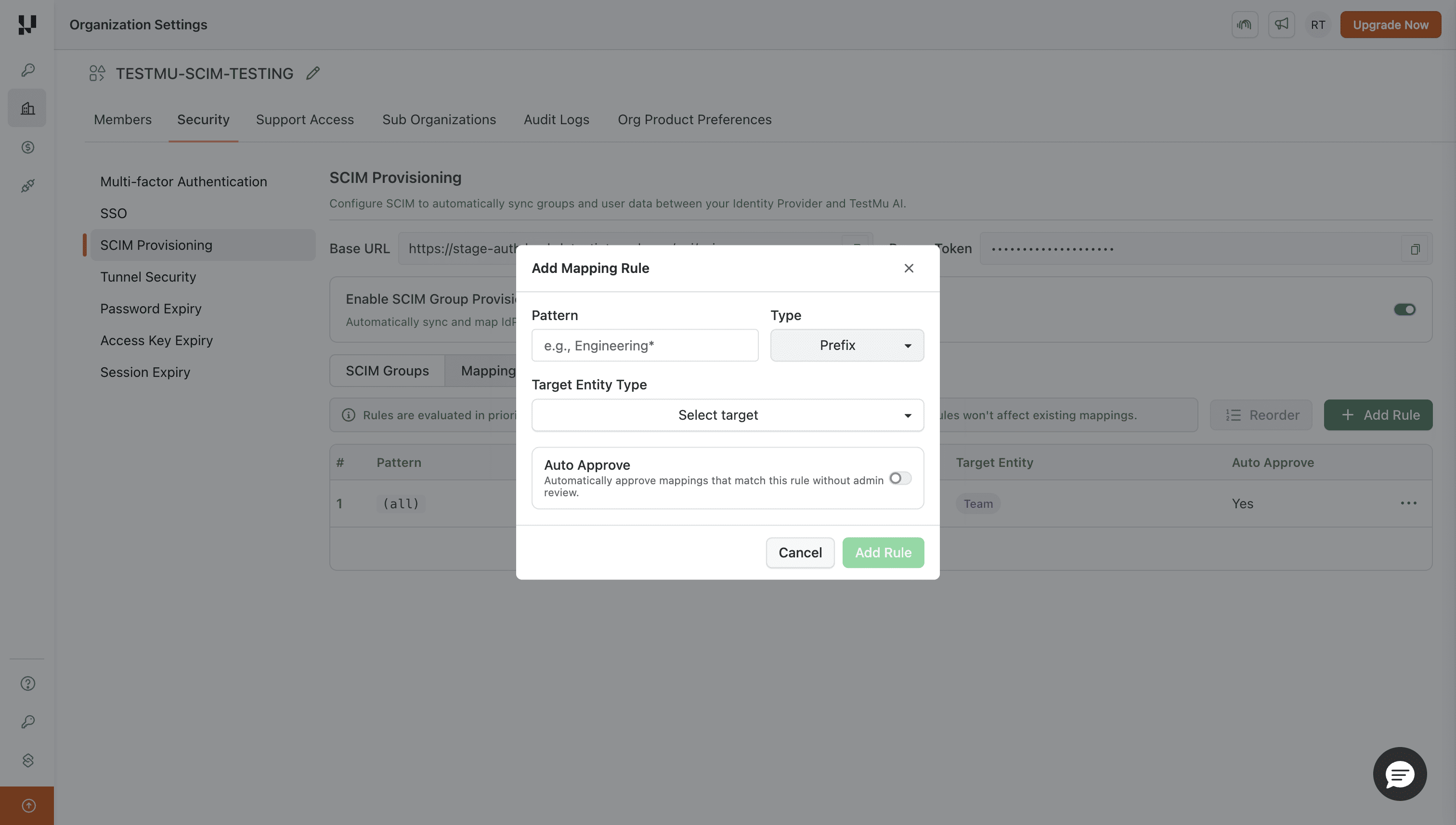 Add mapping rule modal
