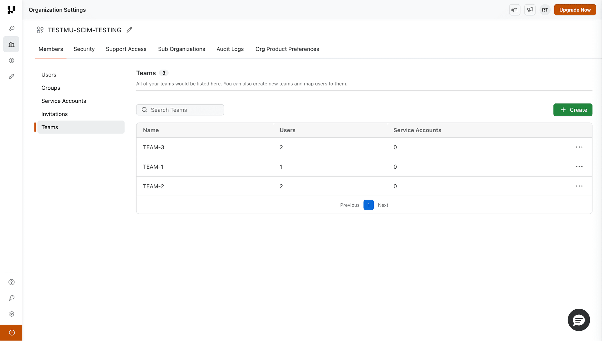 Teams with synced members from PingOne