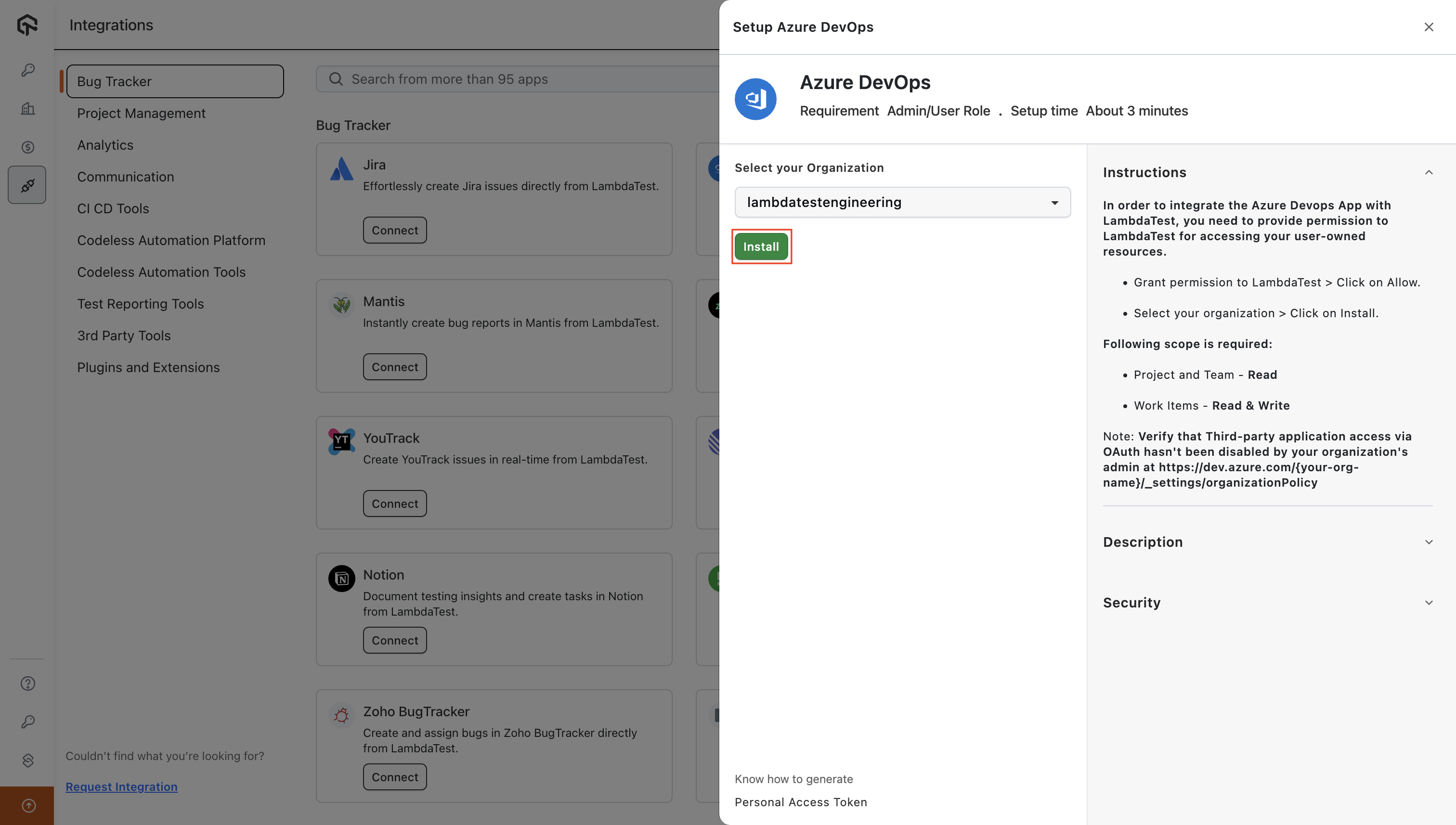 Azure DevOps Organization Selection