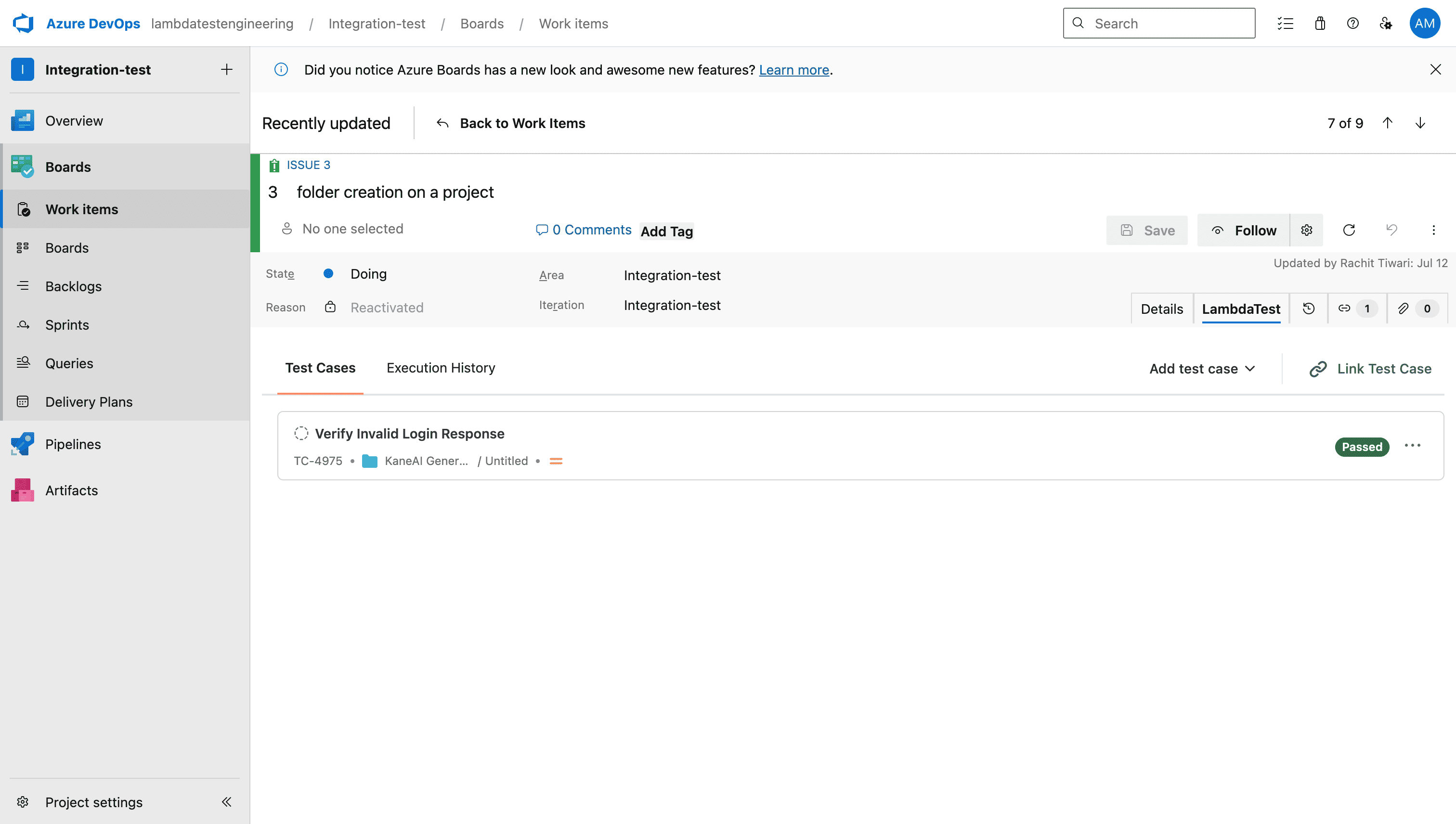 View Linked Test Cases