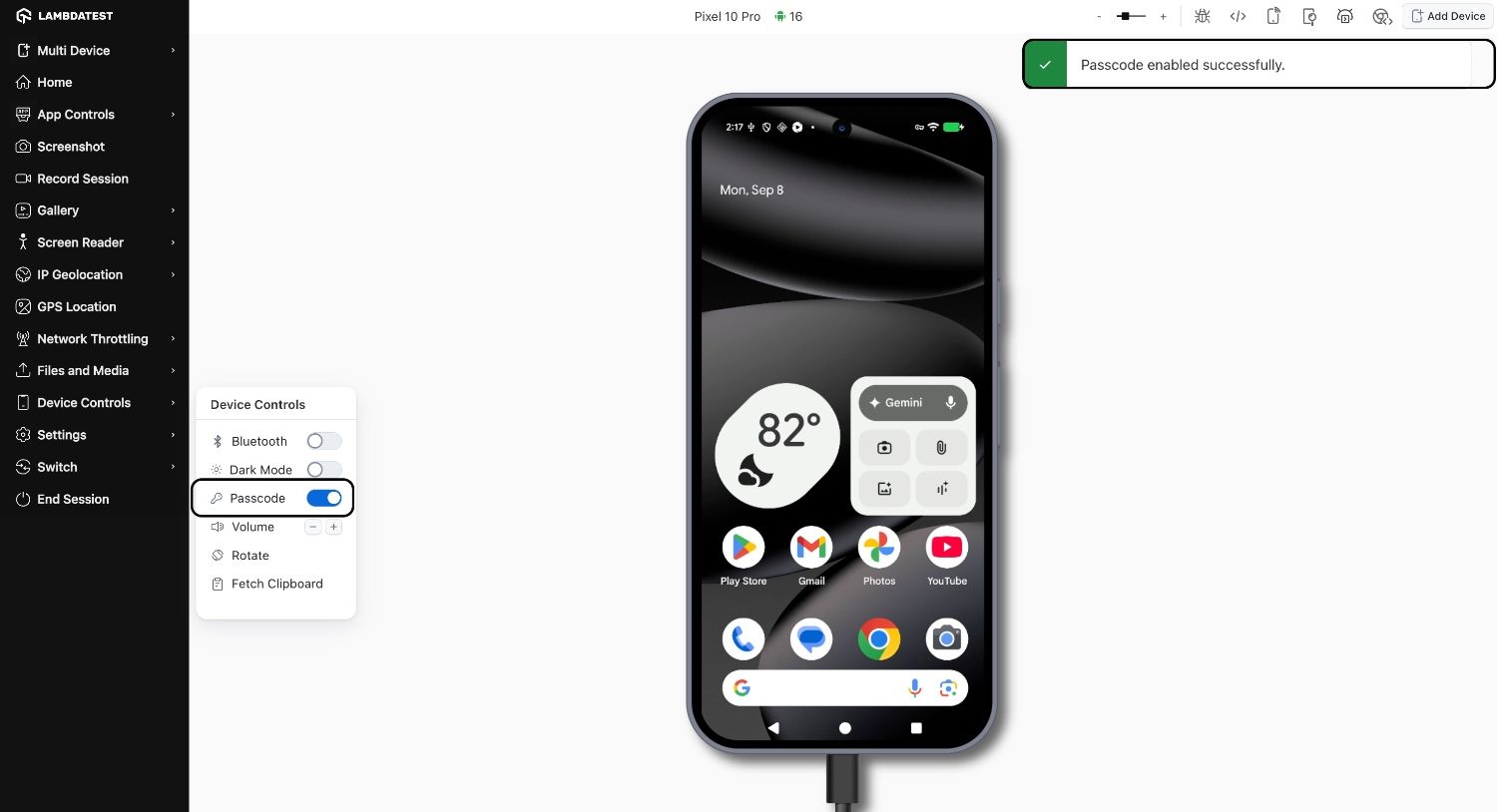 Enable Device Passcode