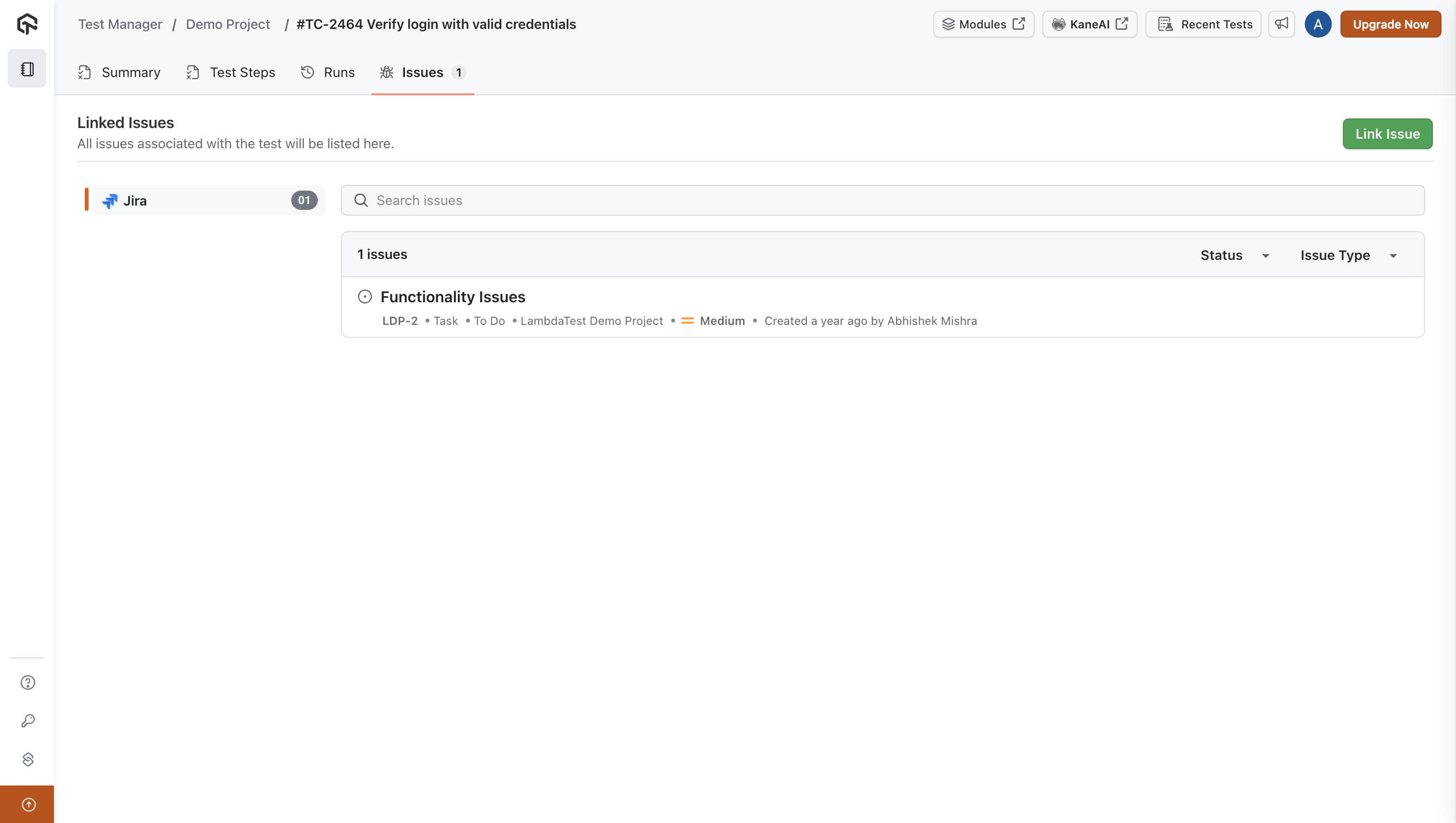 Link Azure DevOps Issue