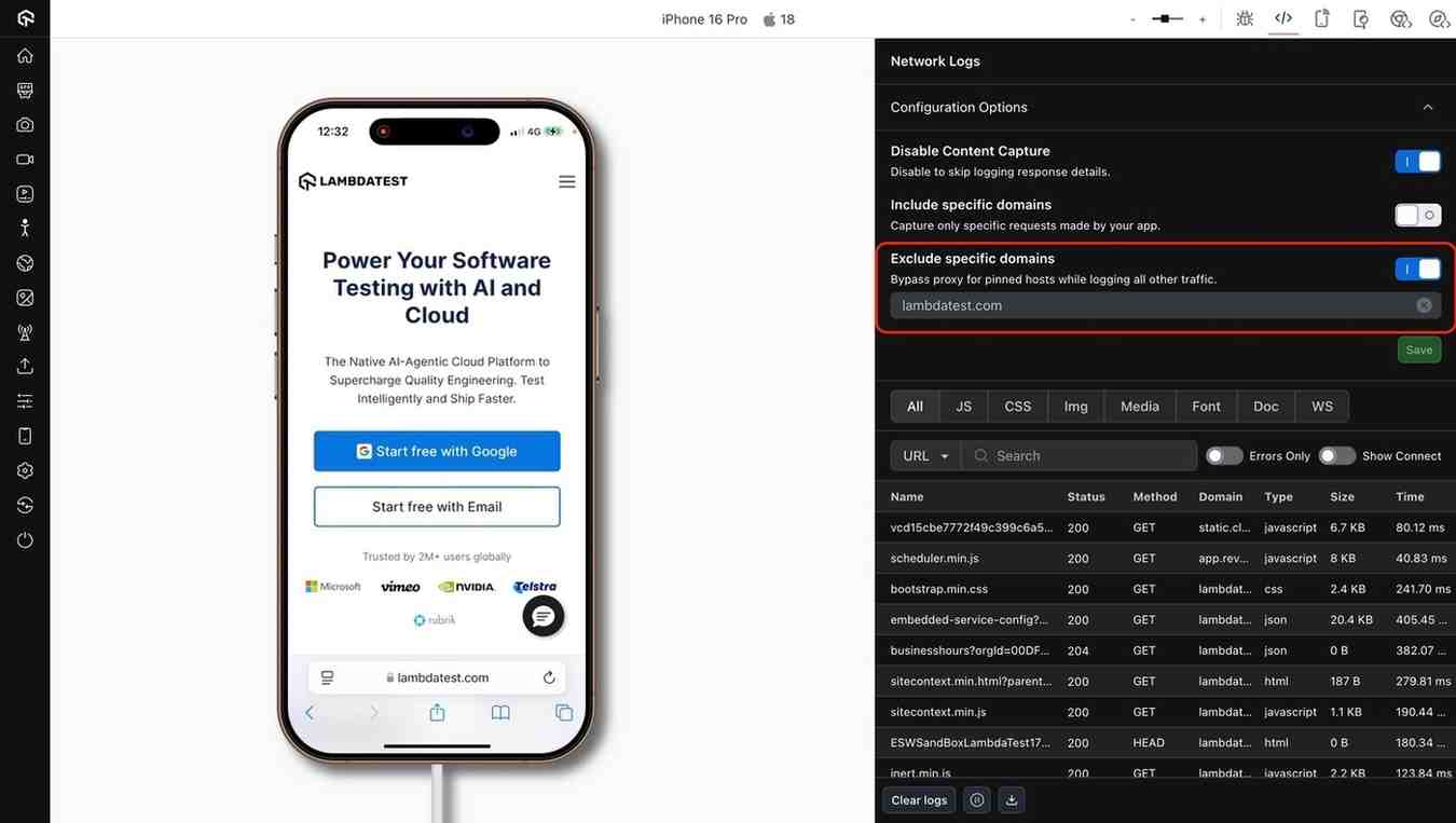 Exclude hosts from network logs