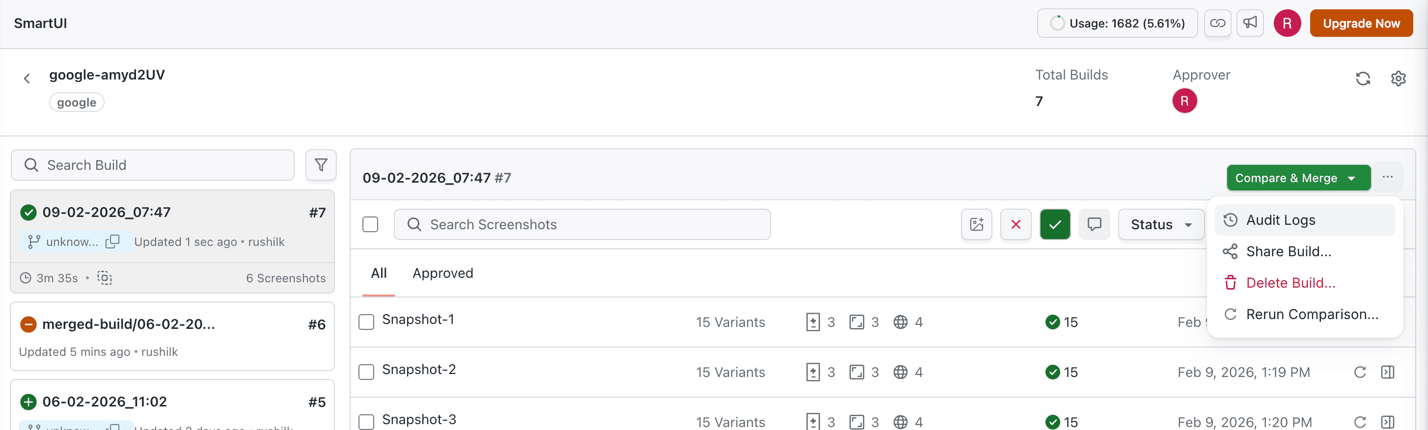 Entry point for Build-level logs