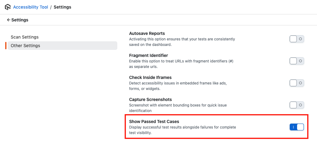 Accessibility Passed Test Cases