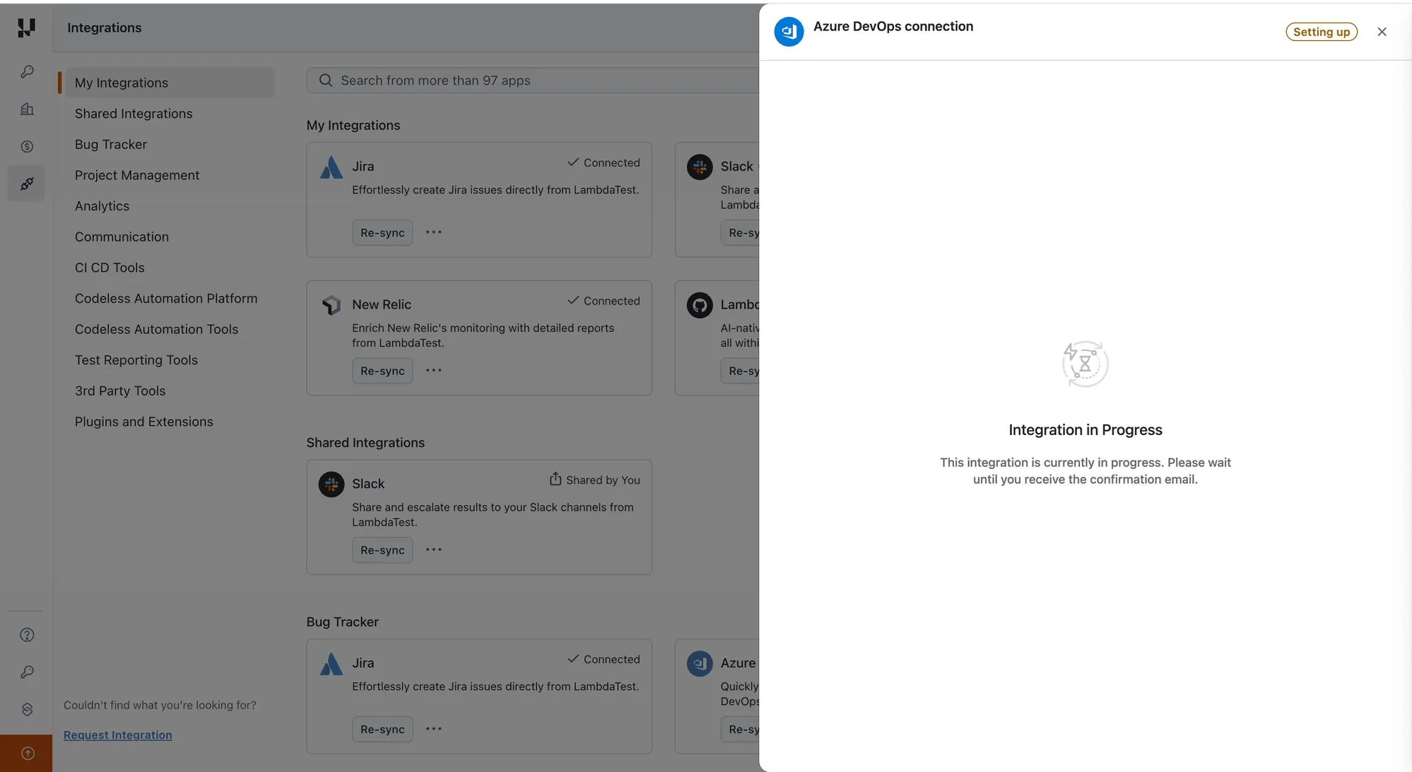 Azure DevOps integration in progress