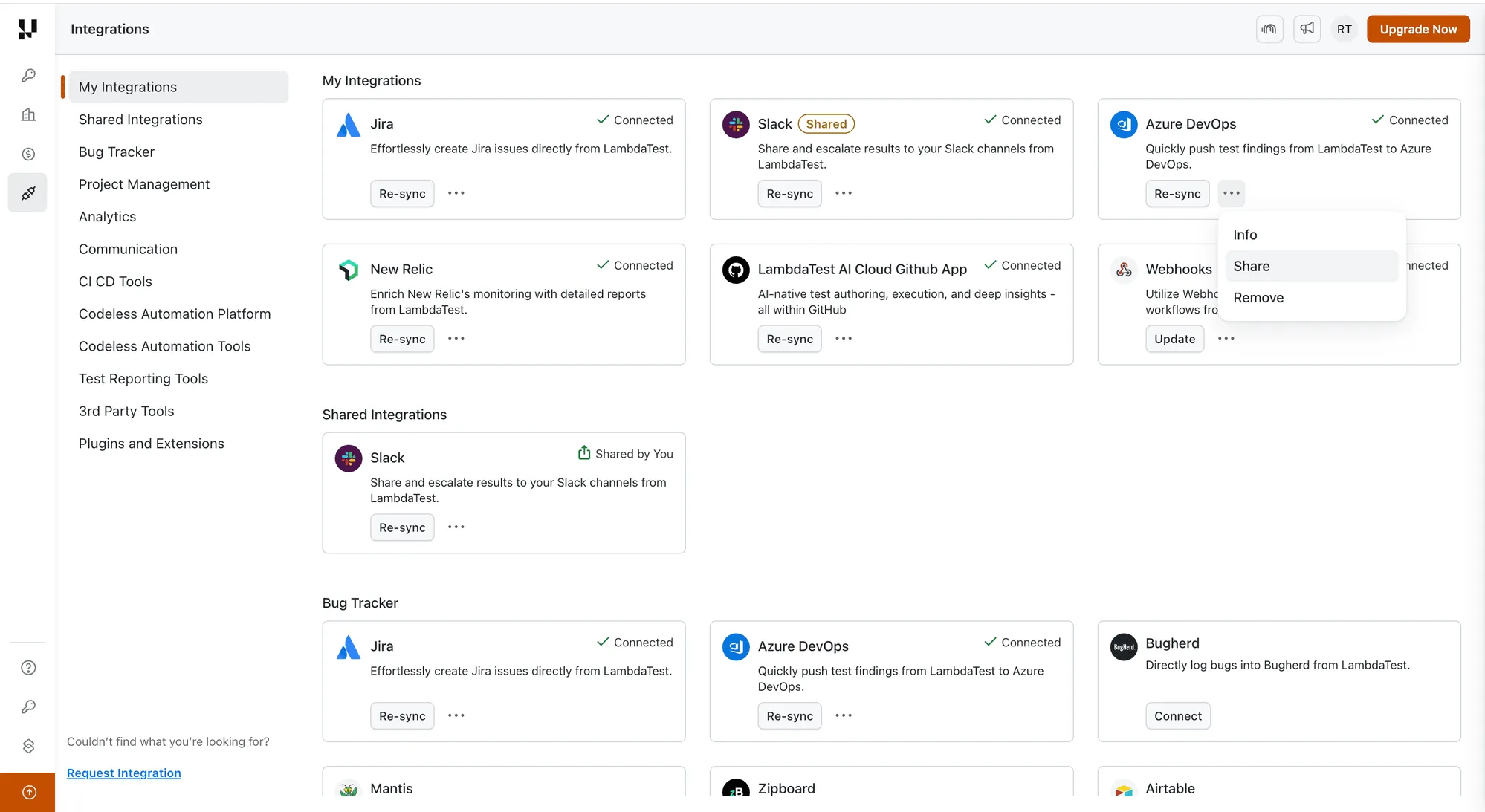 Share Azure DevOps integration