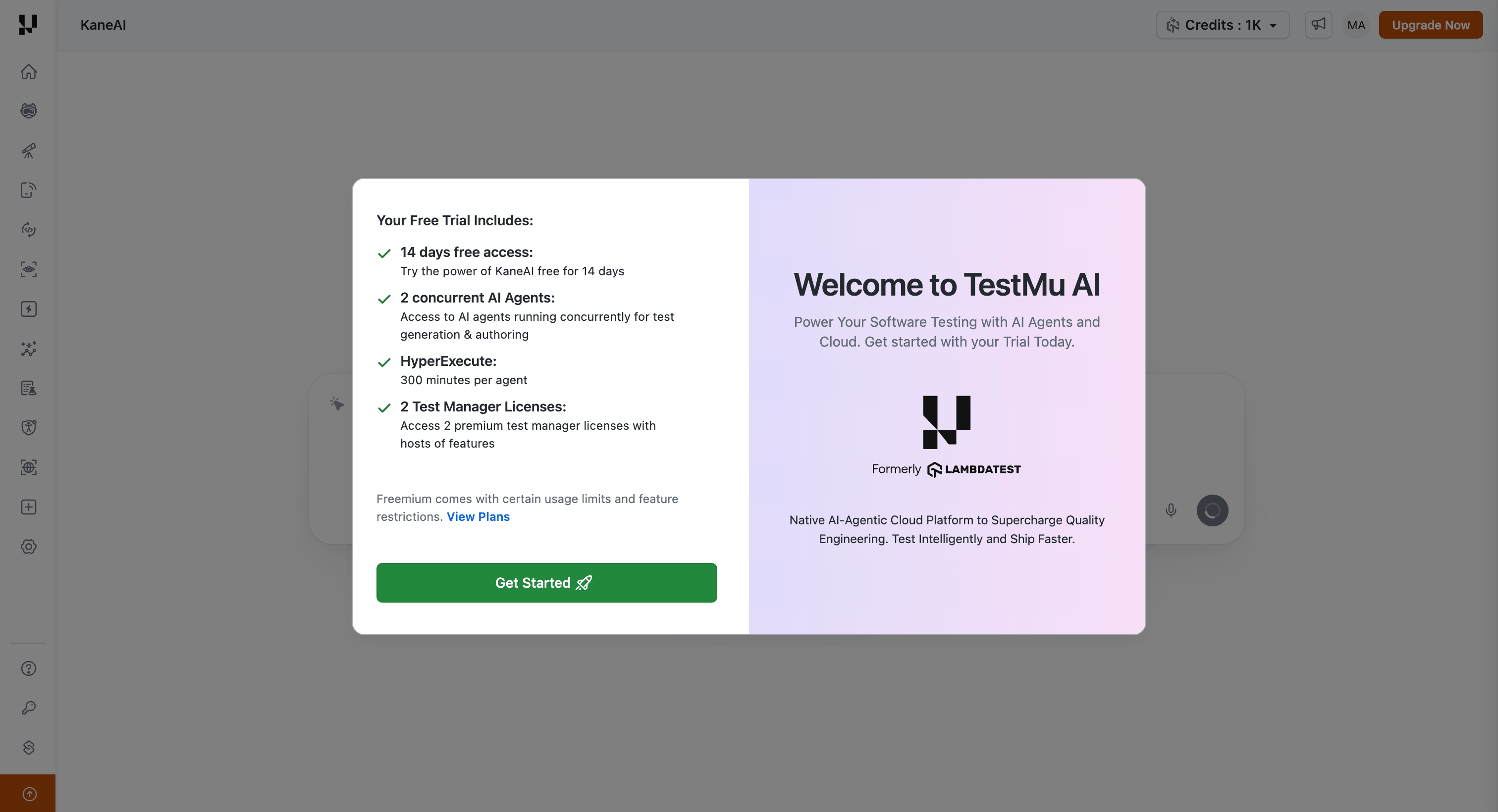 KaneAI free trial signup