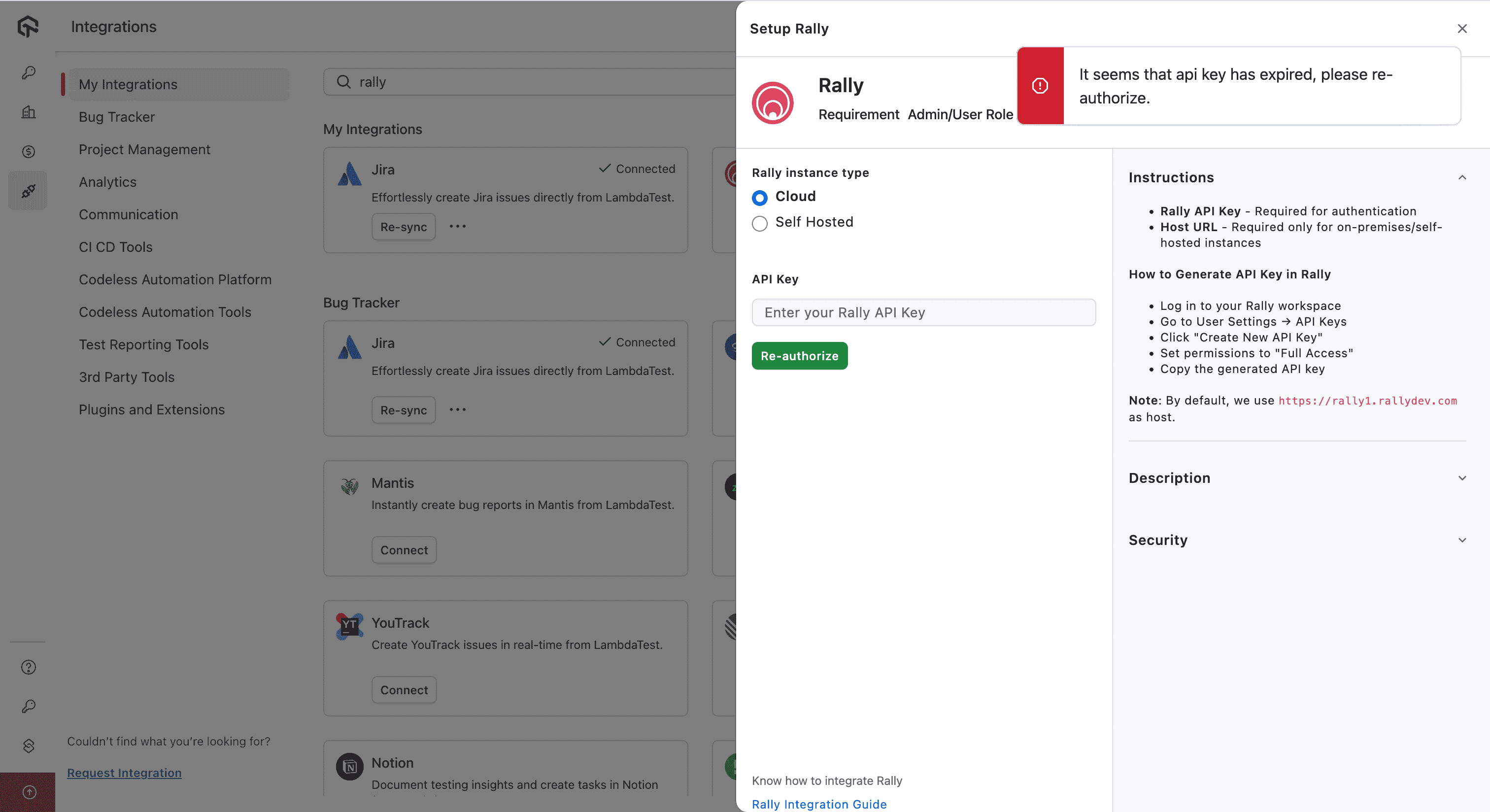 Resync Rally Integration