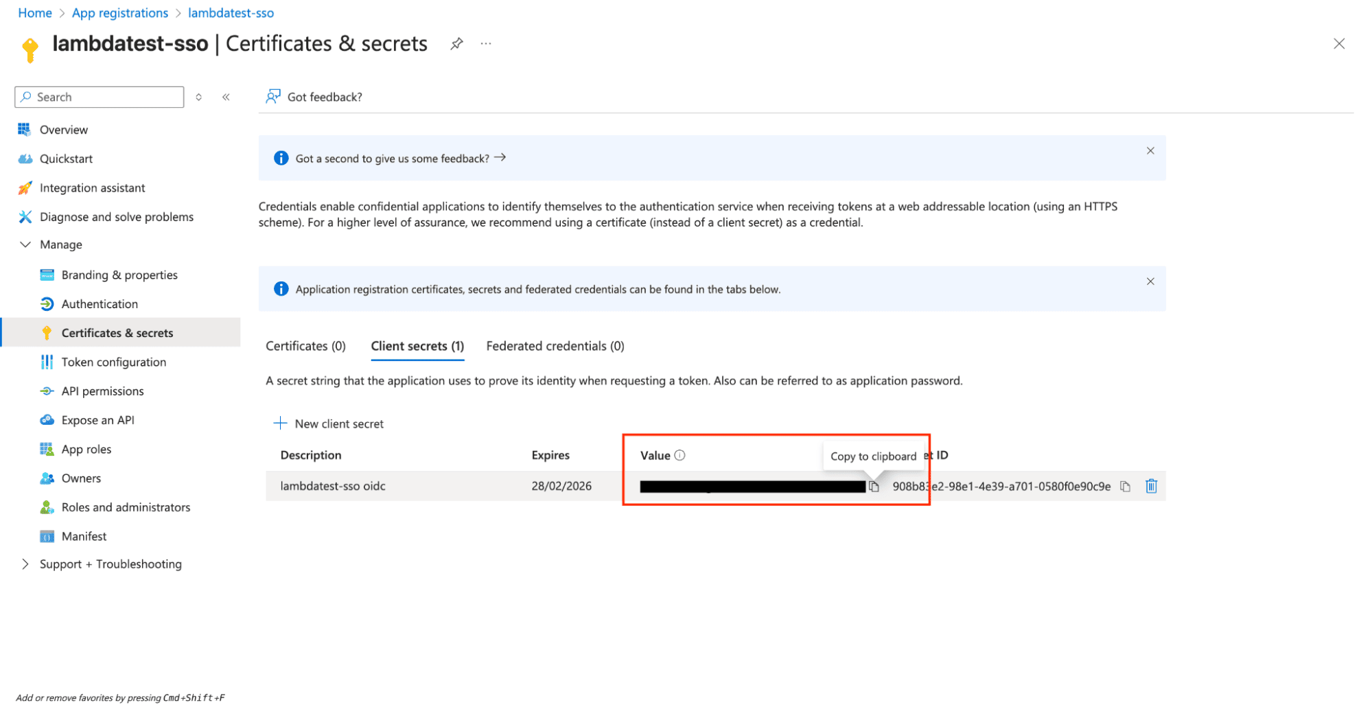 Azure Client Secret
