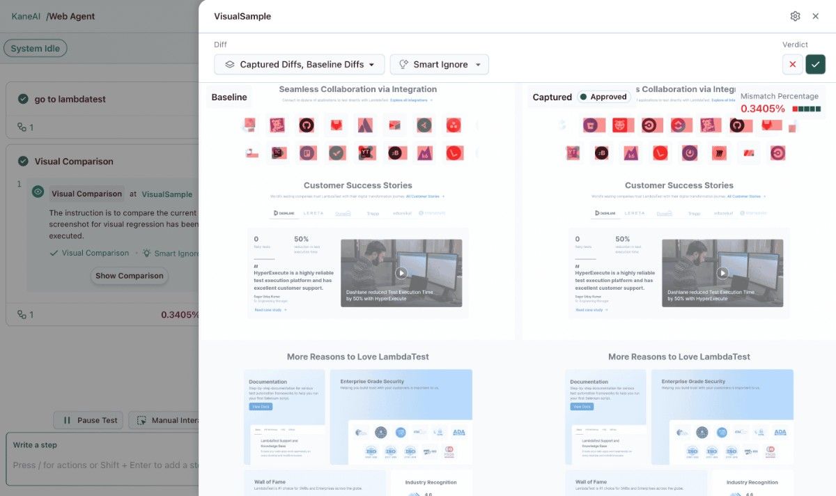 Approve or Reject Screenshot Changes