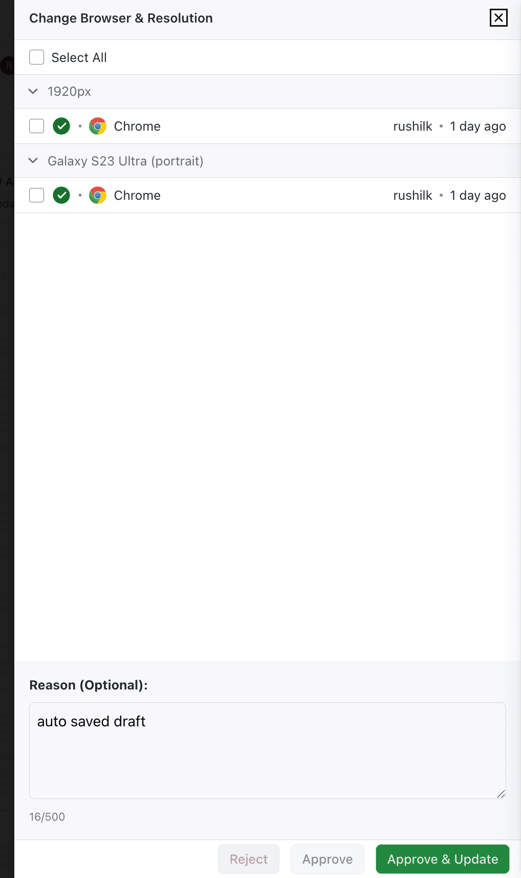 Auto-saved draft in multiselect