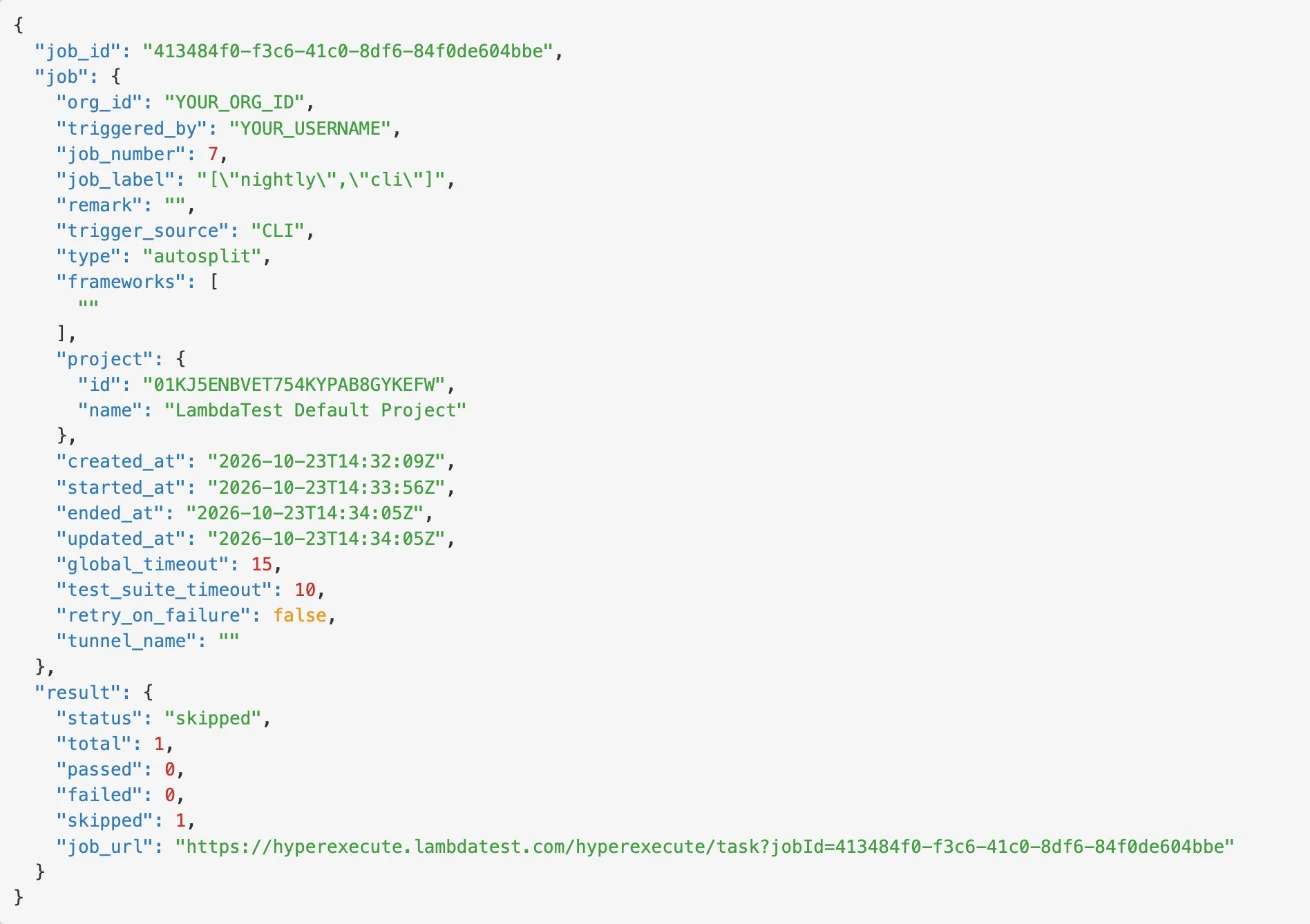 JSON body of a job status callback
