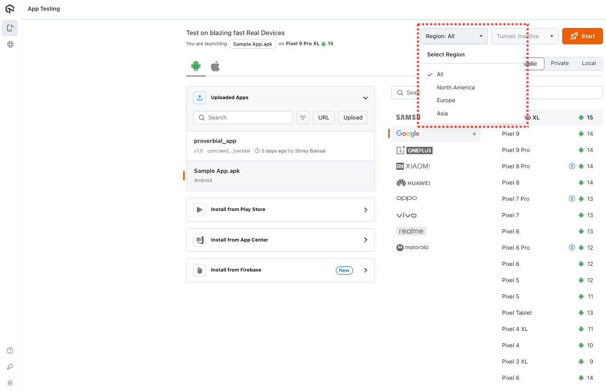 Real Device Region Feature