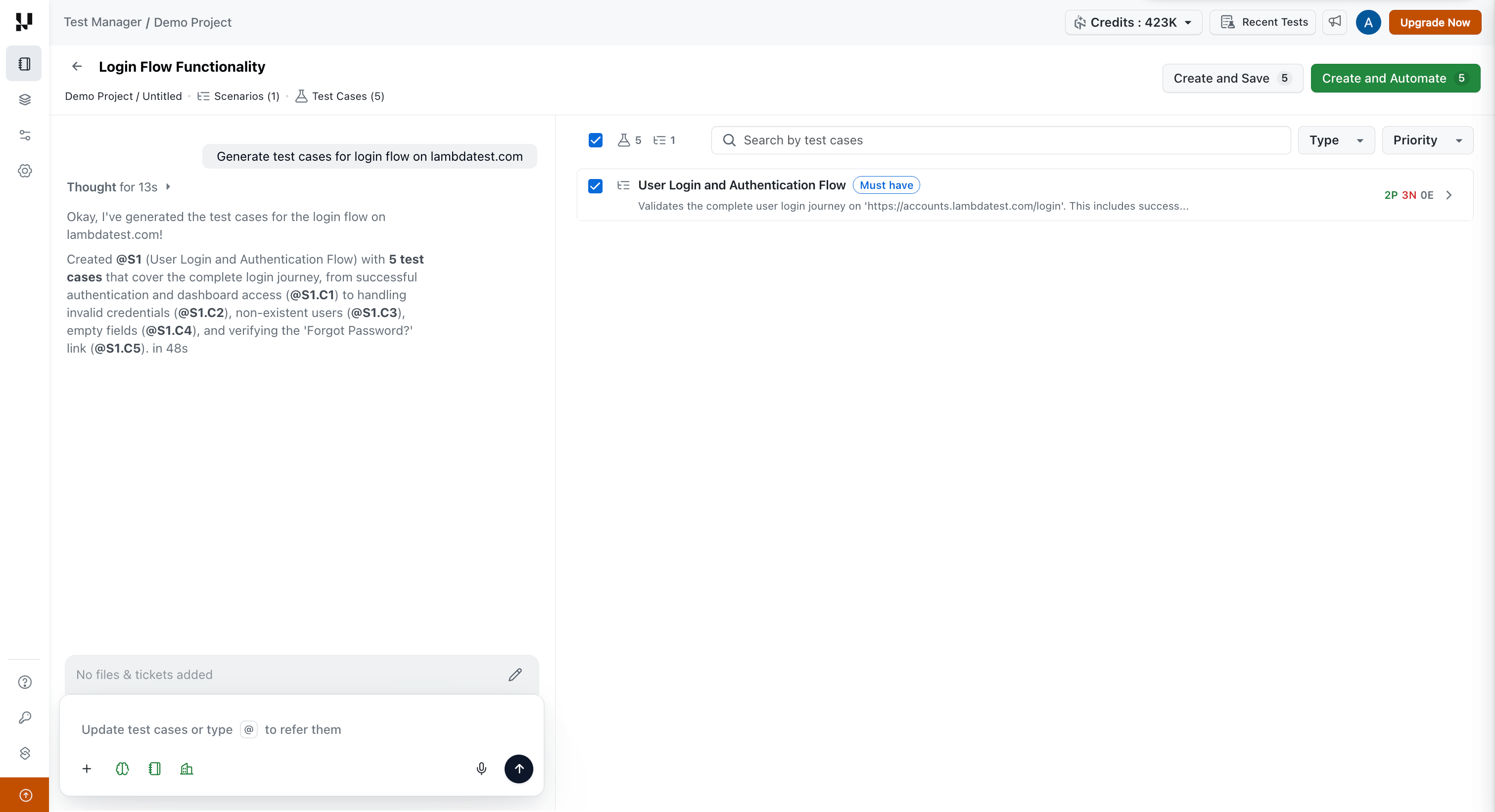 Create or Automate test cases