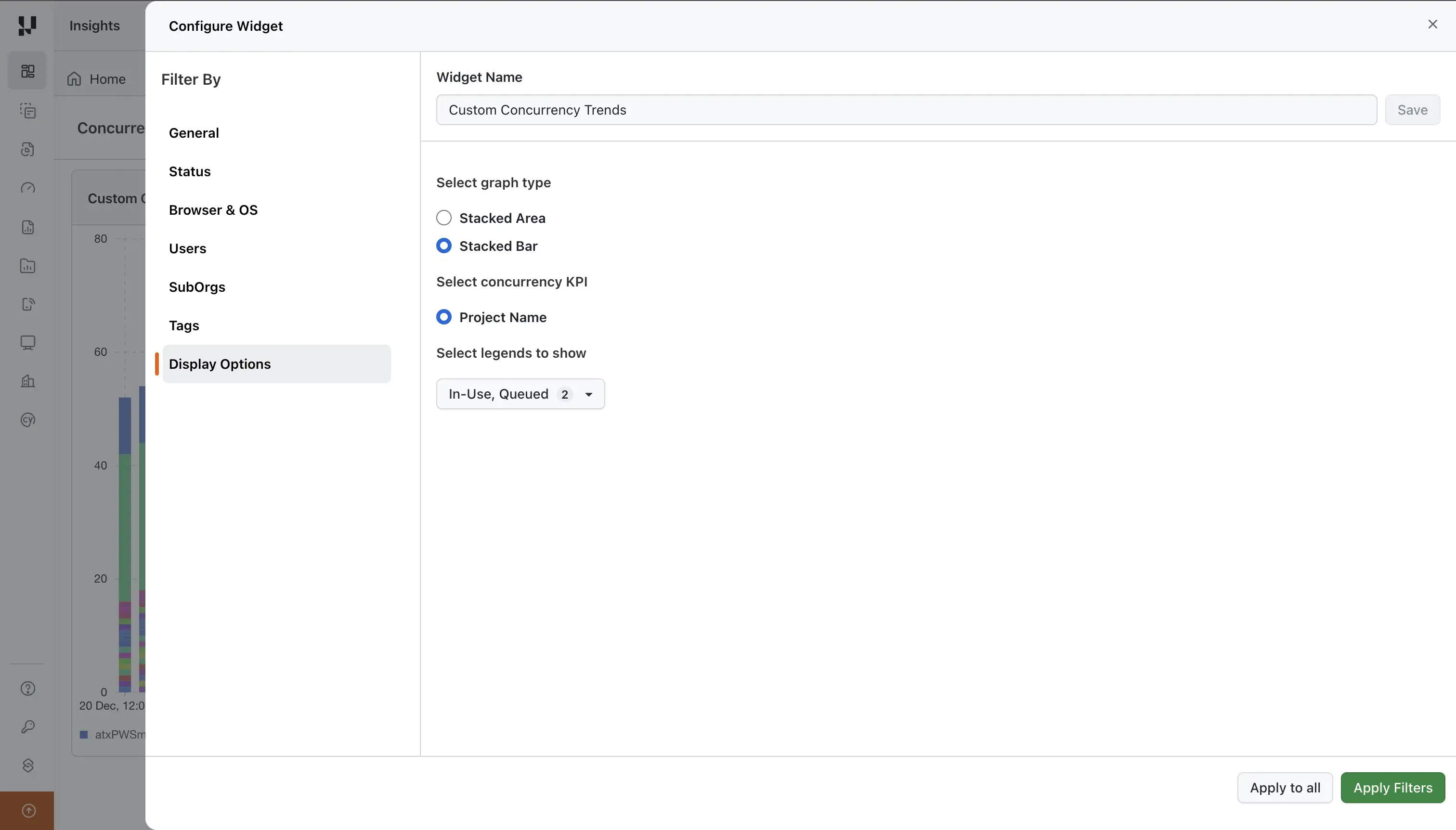 Configure Custom Concurrency Trends Widget