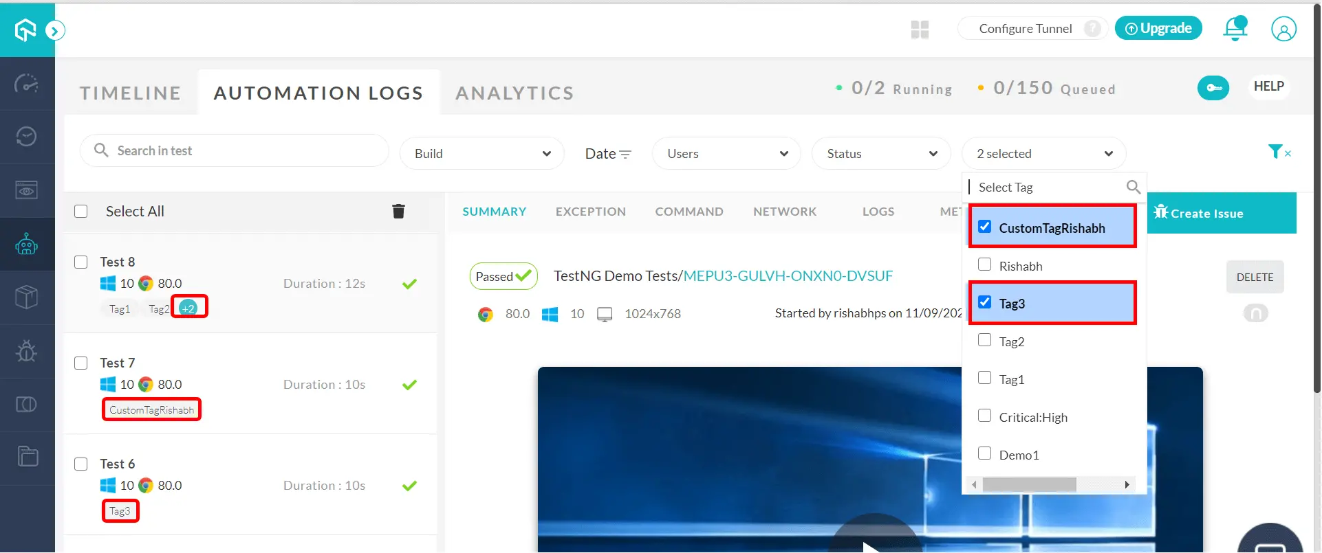 custom automation tags