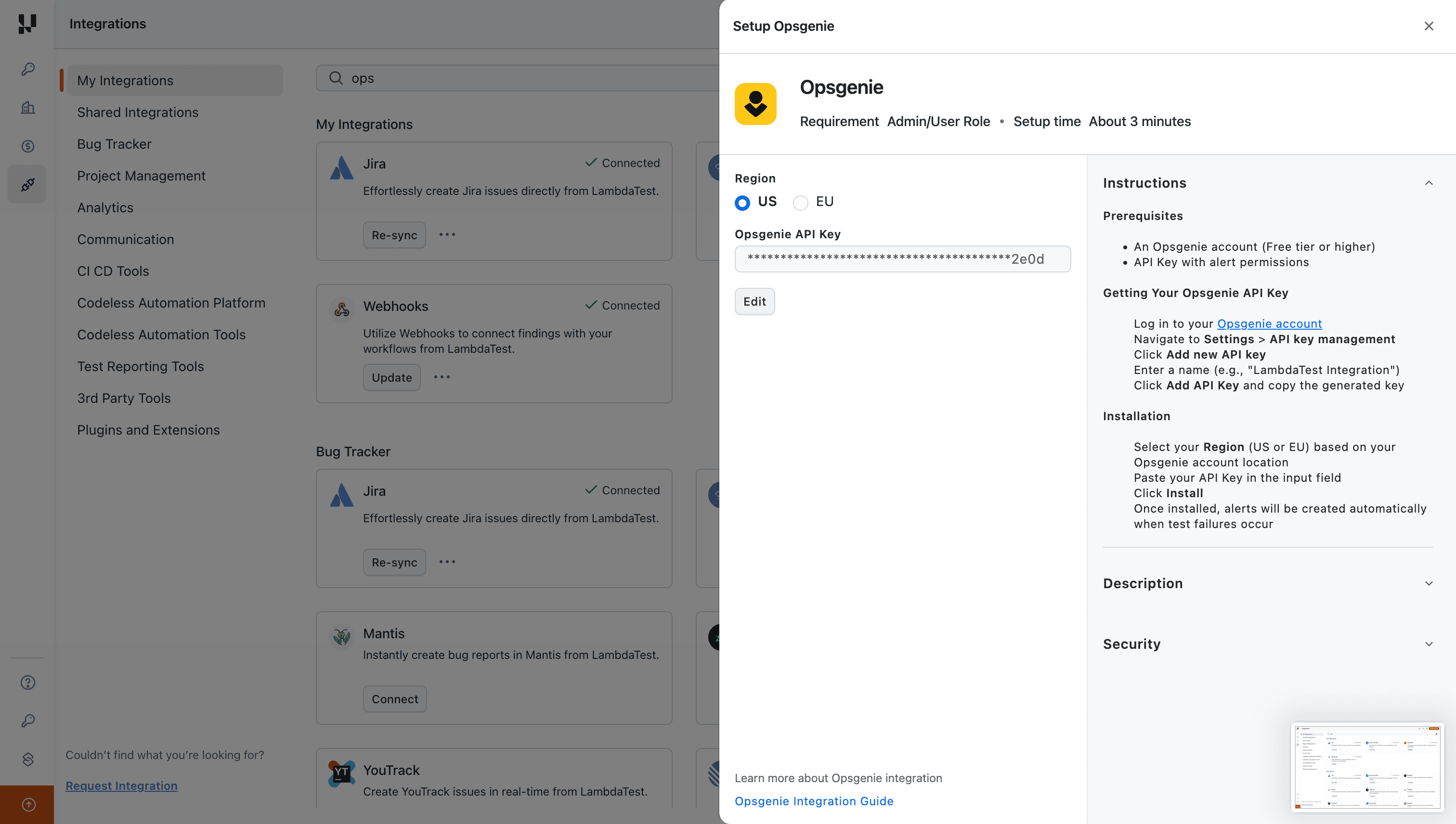 Edit OpsGenie API Key