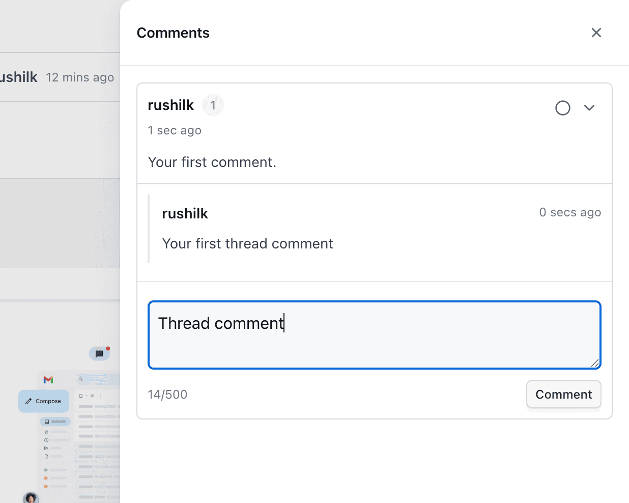 Threaded comment reply