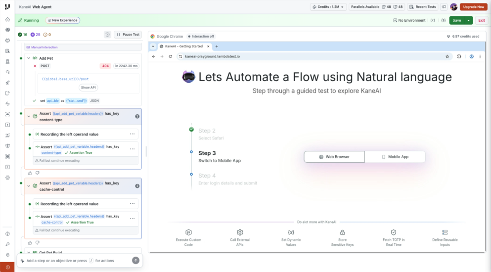 Imported API step followed by separate Content-Type and Cache-Control assertion steps
