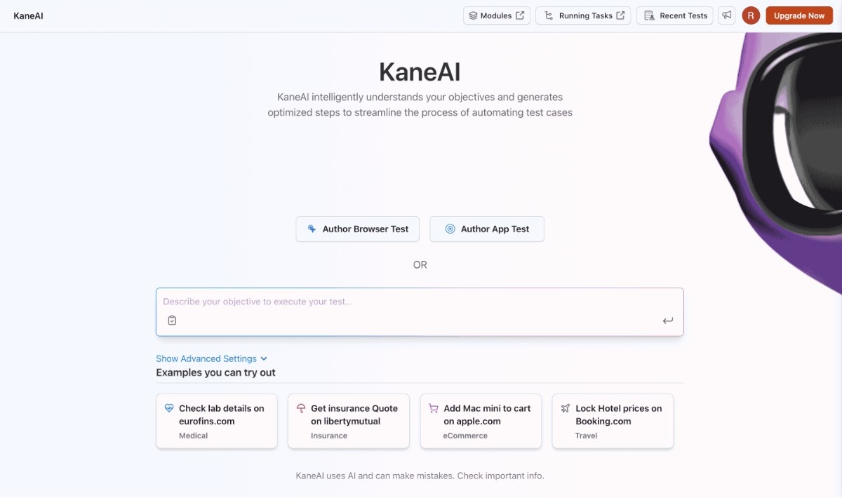 KaneAI Dashboard