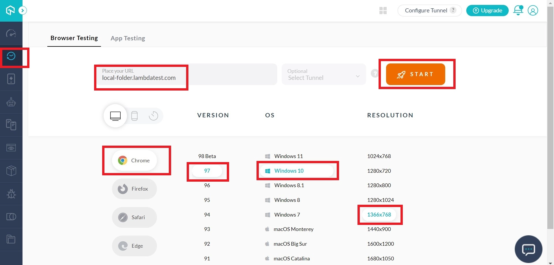 test locally hosted website folder