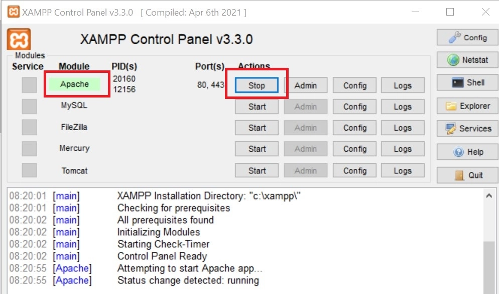 Xampp Control Panel