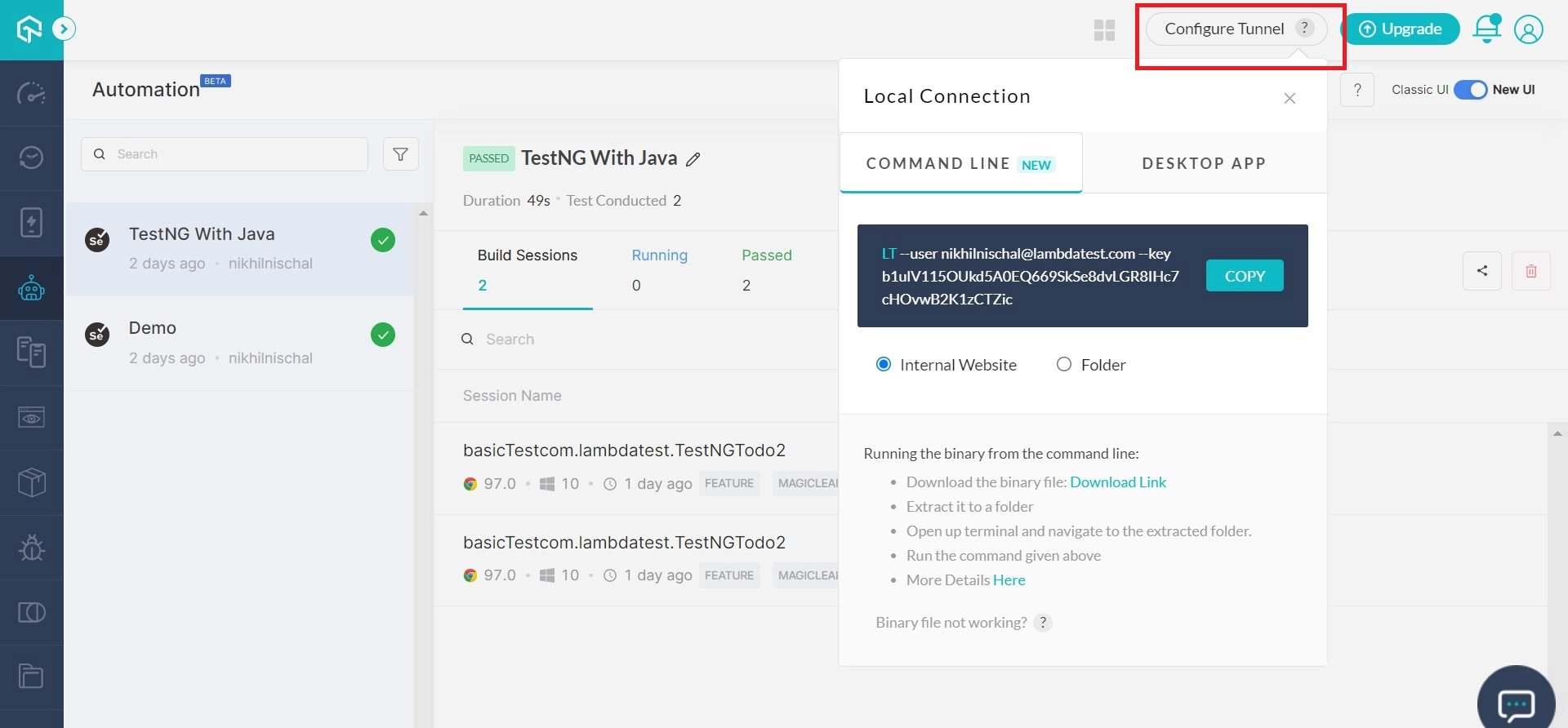 TCP with TLS 1.2 secure connection tunnel configuration