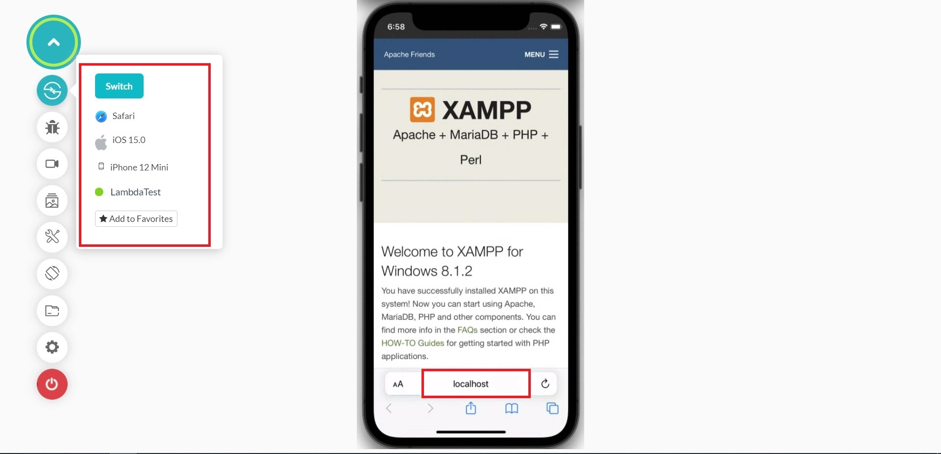 Configuration for localhost testing on iOS
