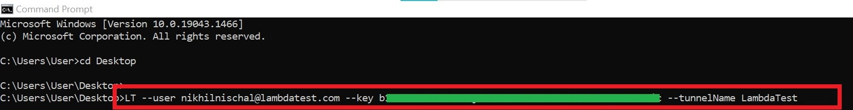 Access key for tunnel activation