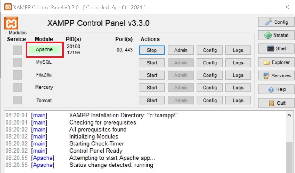 Xampp Control Panel