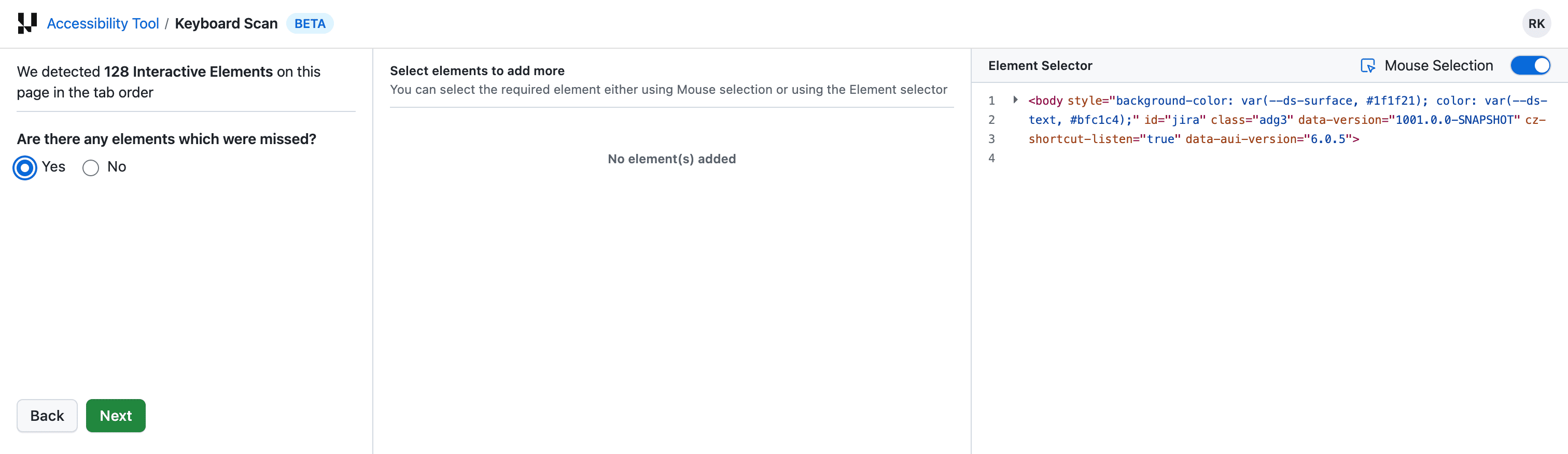 Yes — missing elements prompt
