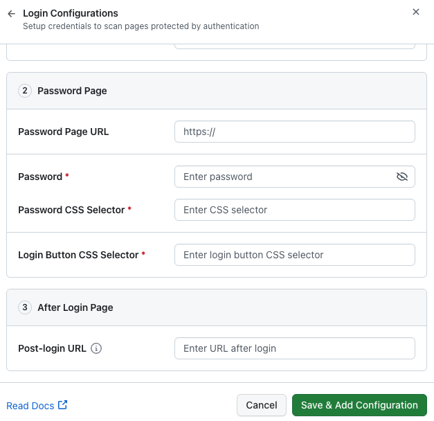 Multi-page login step two: password page fields