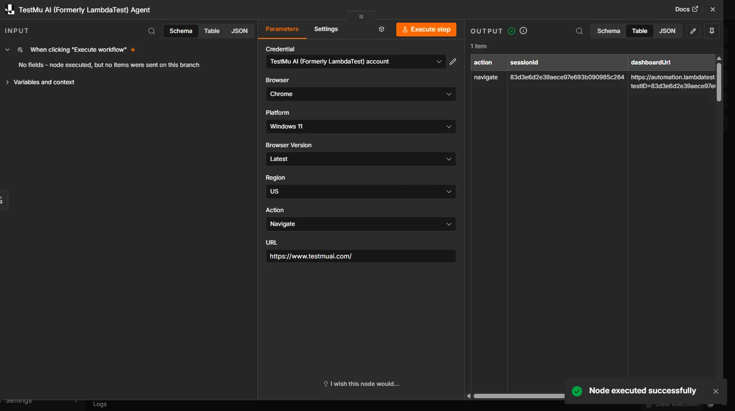 n8n workflow canvas with the Execute workflow button highlighted