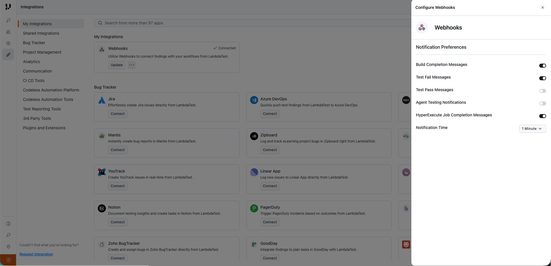 Webhook Notification Preferences