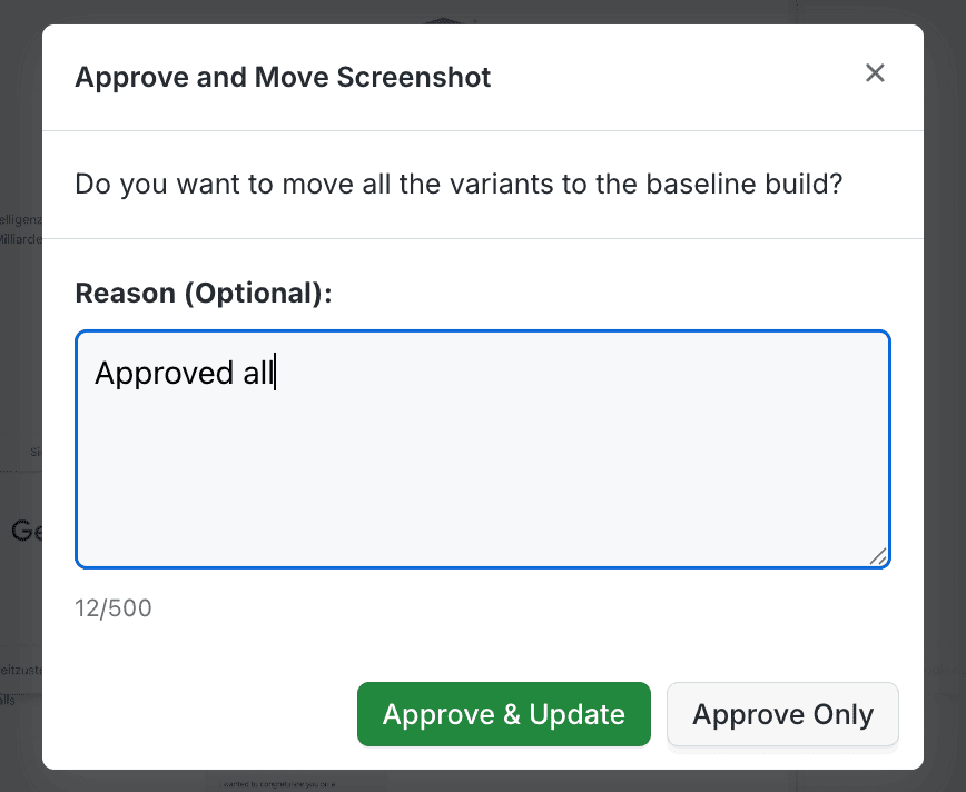 Optional comment in Accept All modal