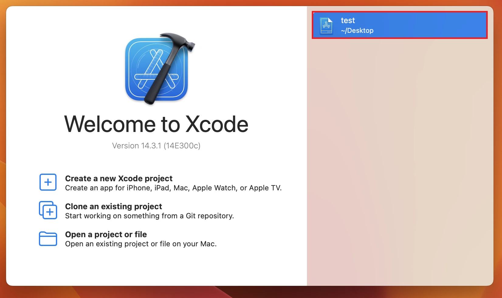 Open project in Xcode