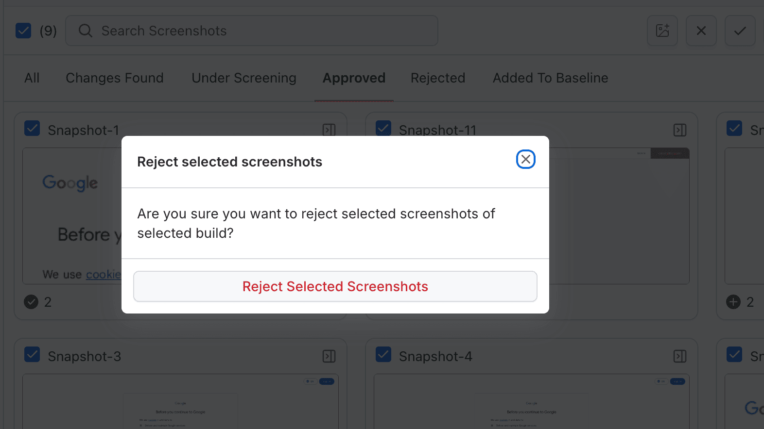 Reject bulk operation