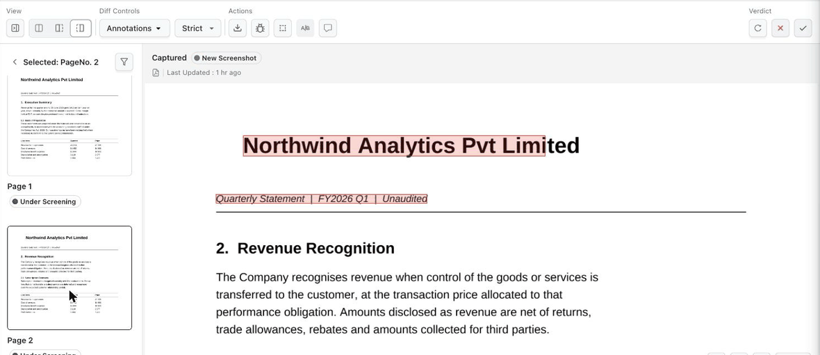 Anchored region placed on the same content on a later page of the PDF