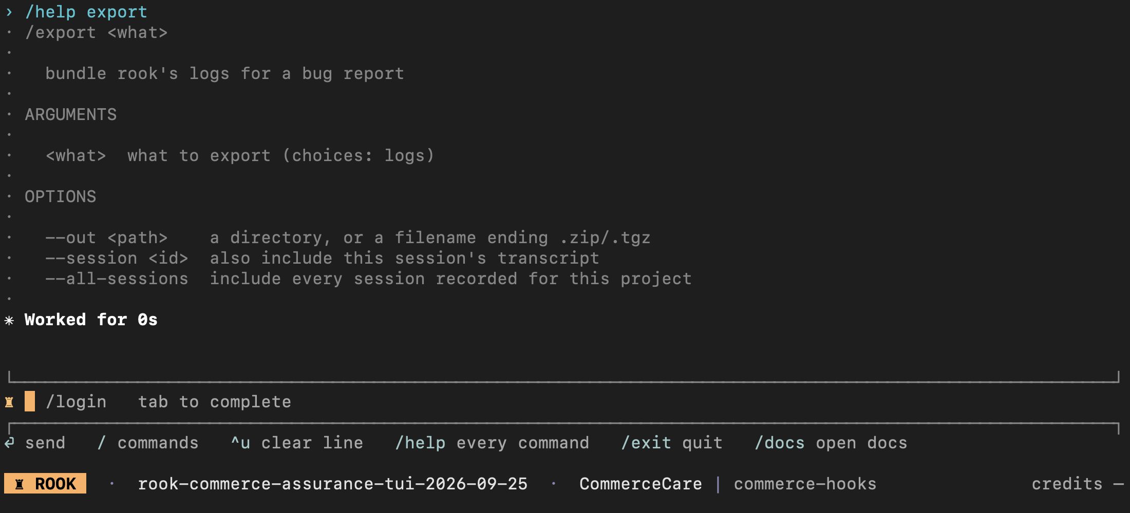 Rook 0.1.5 interactive export help with output path and session selection options