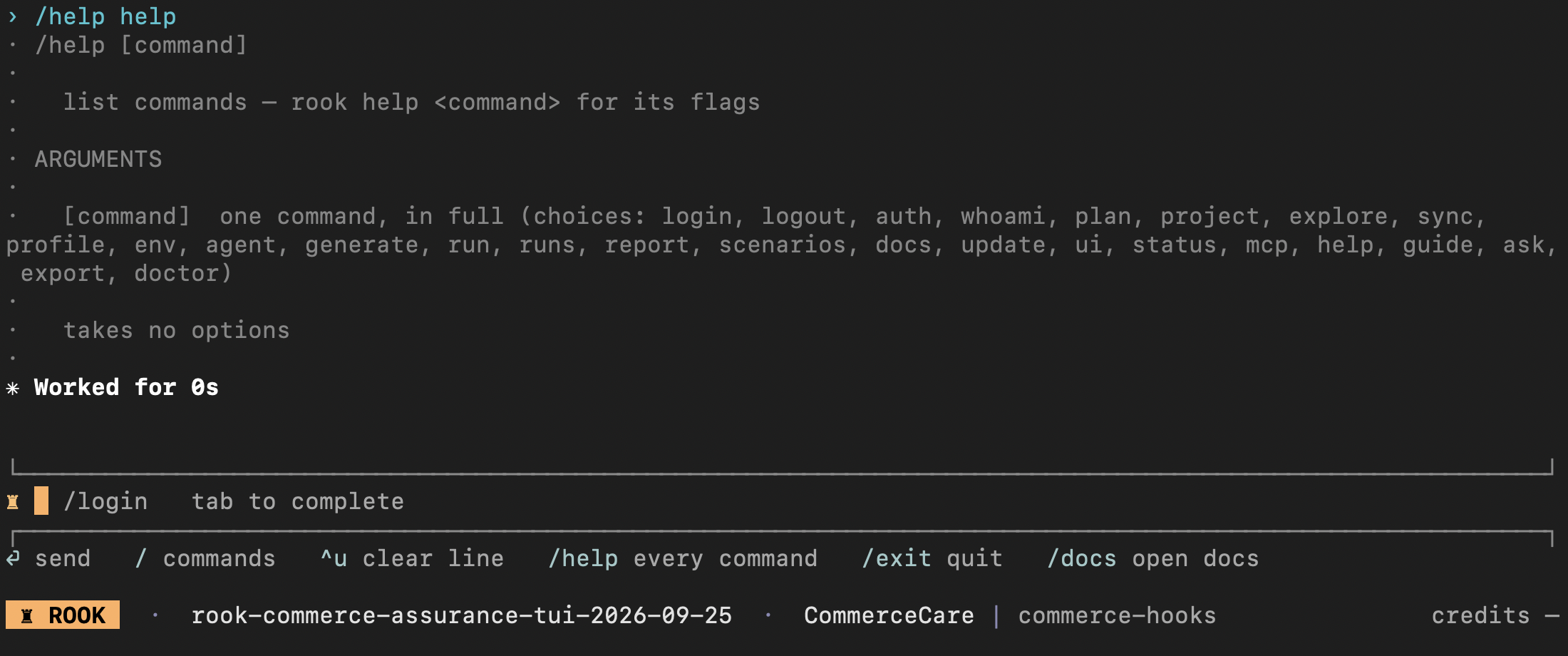 Current Rook help command help