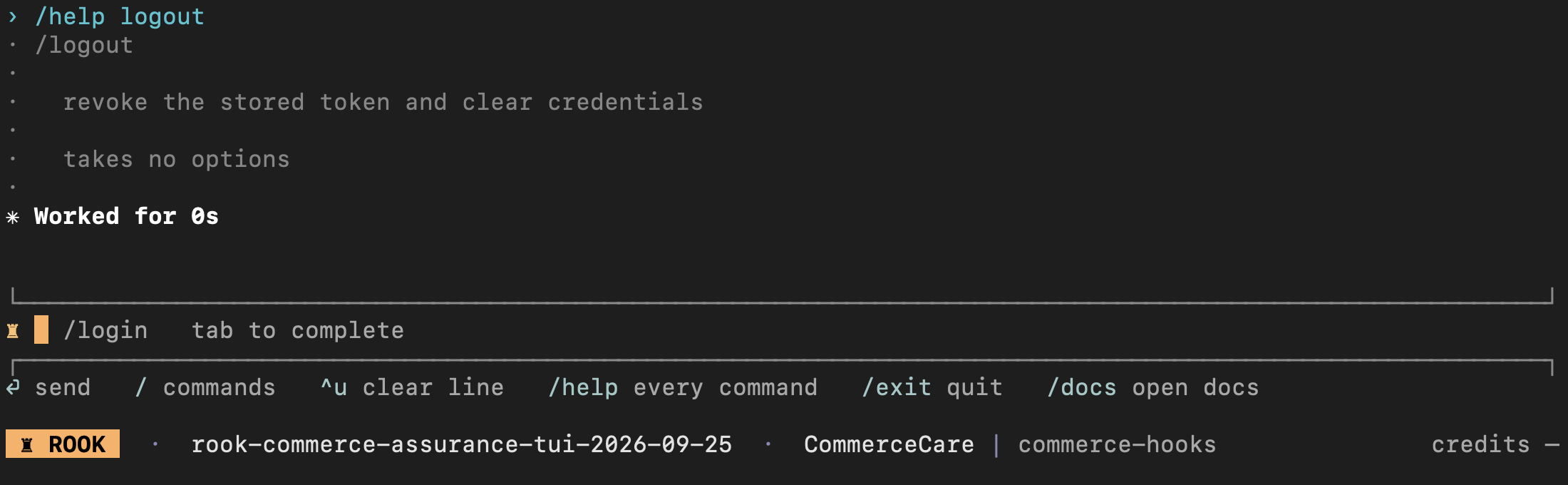 Rook logout command help