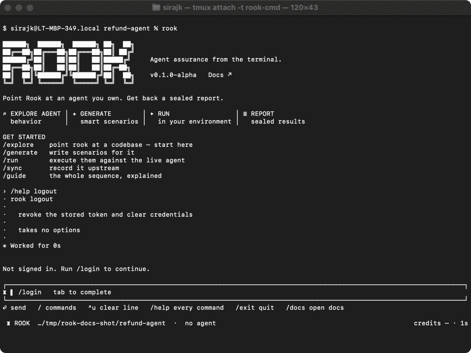 Rook logout command help