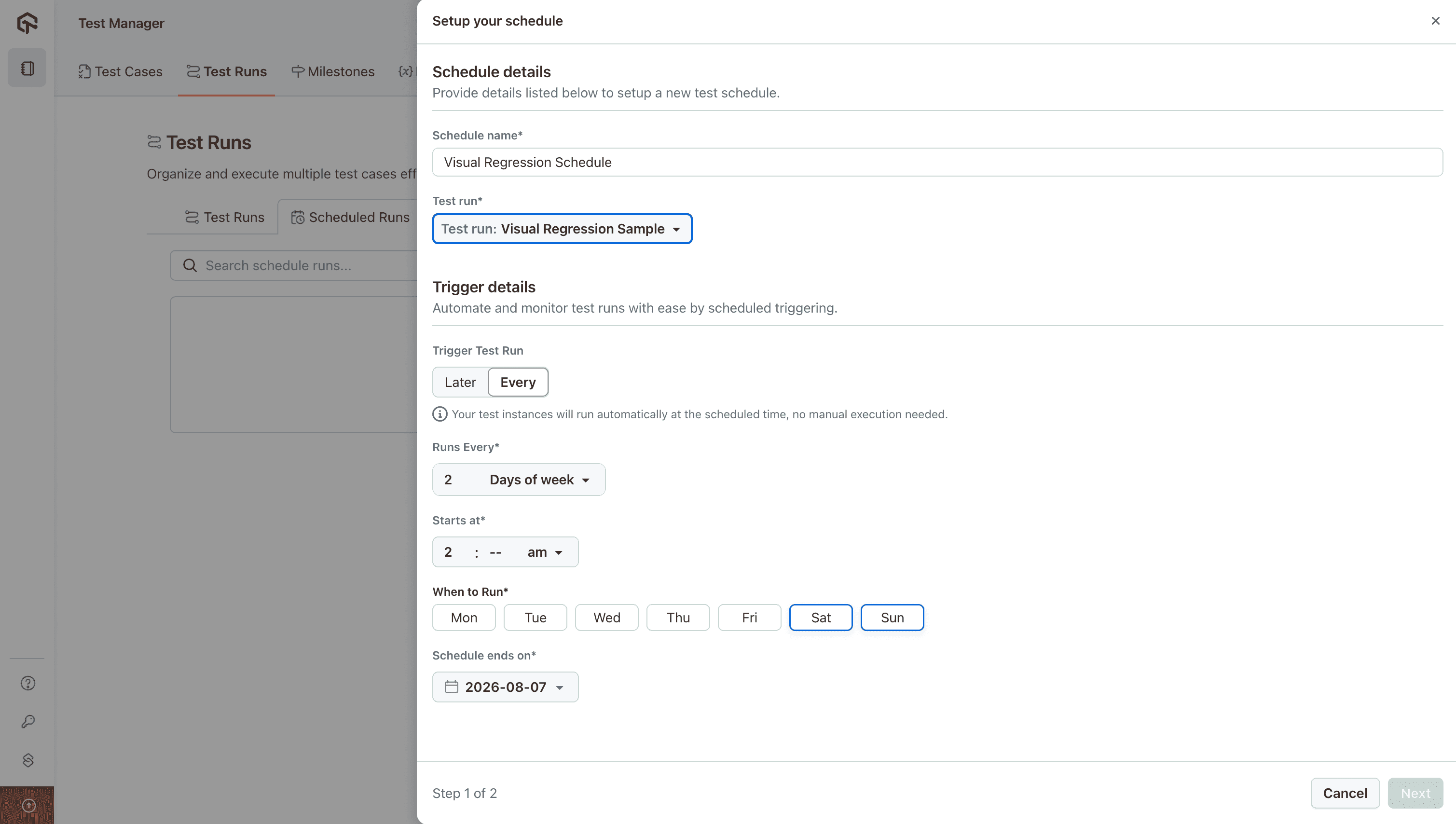 Schedule the Test Run for automation