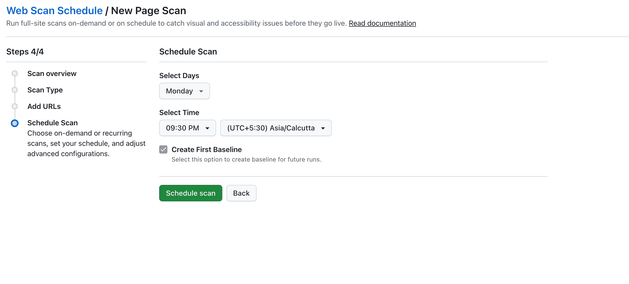 Scheduling Options UI