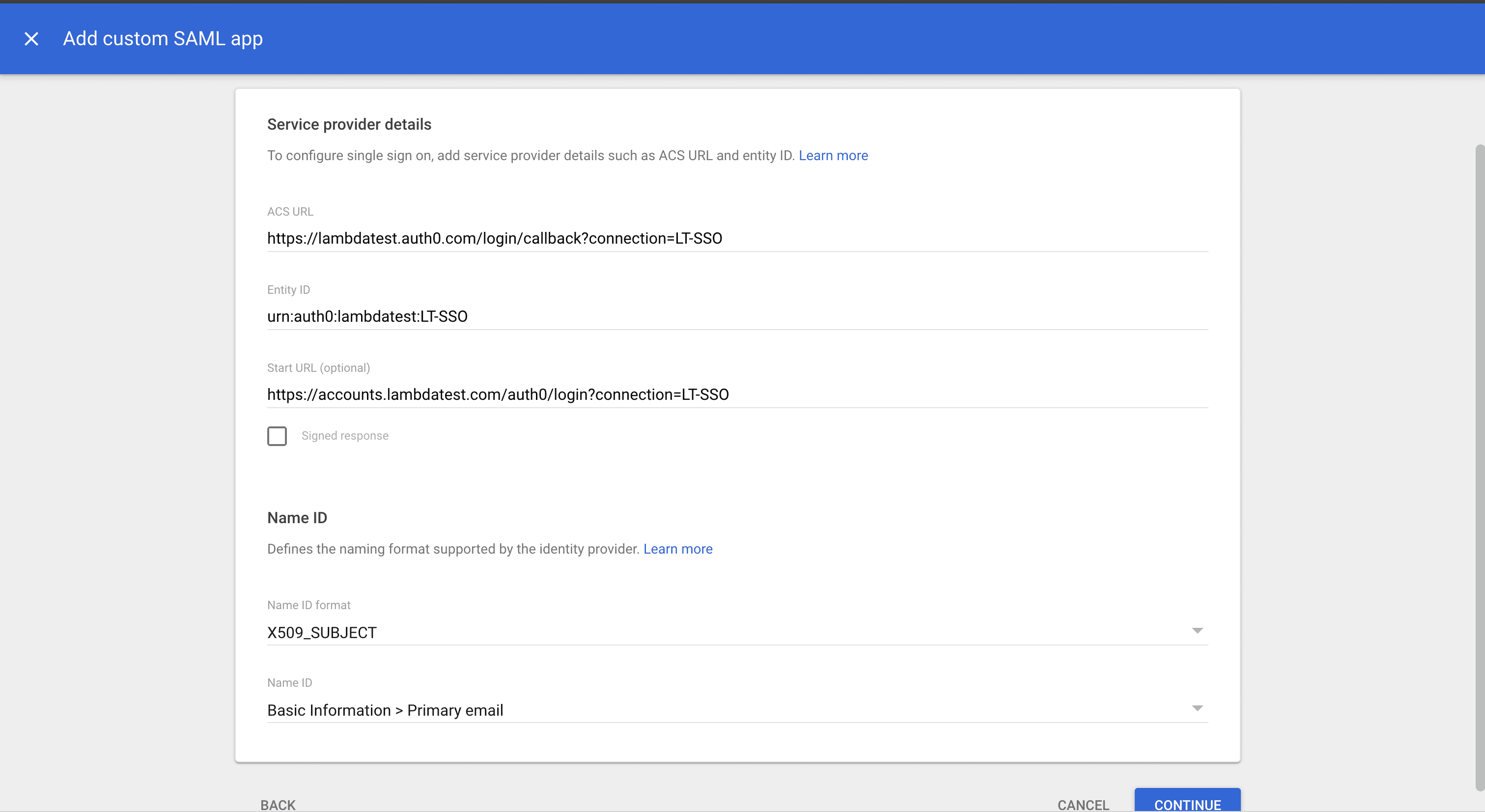 Configure Service Provider Details